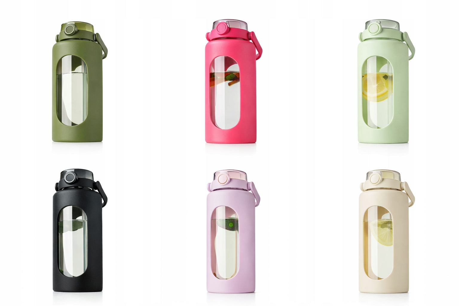 Glass Bottle Water Bottle 1,8L Workout Gym Fitness Phone Holder Volume 1800 ml
