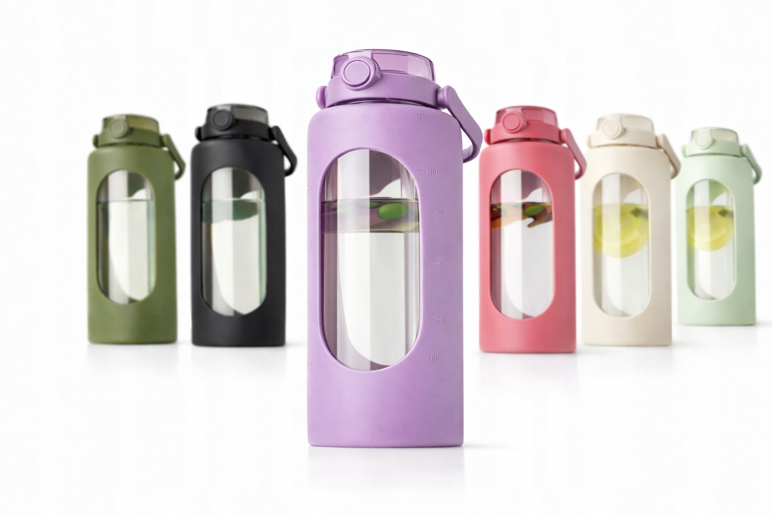 Glass Bottle Water Bottle 1,8L Workout Gym Fitness Phone Holder