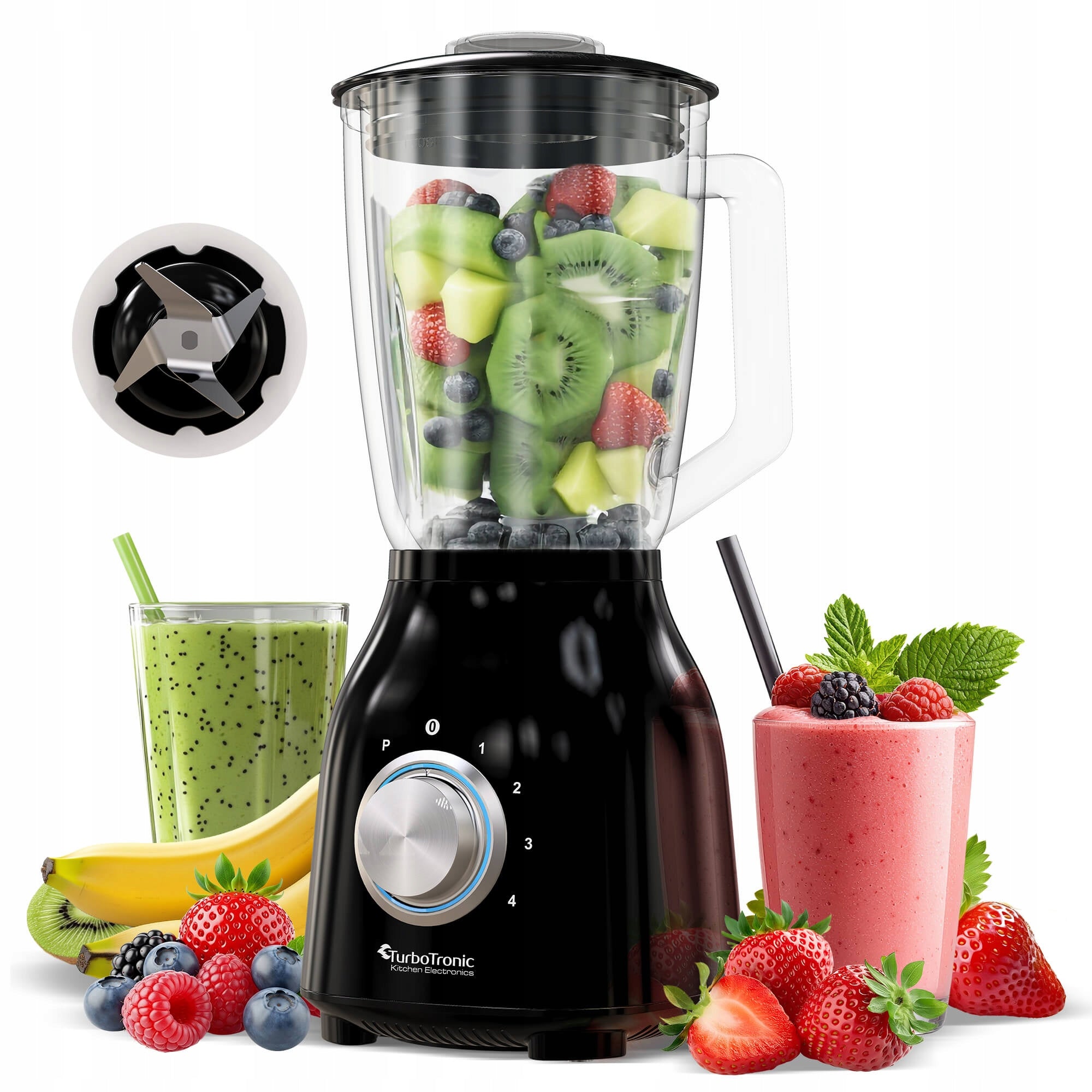 Glass Chalice Blender Max 1400 W crushes ice