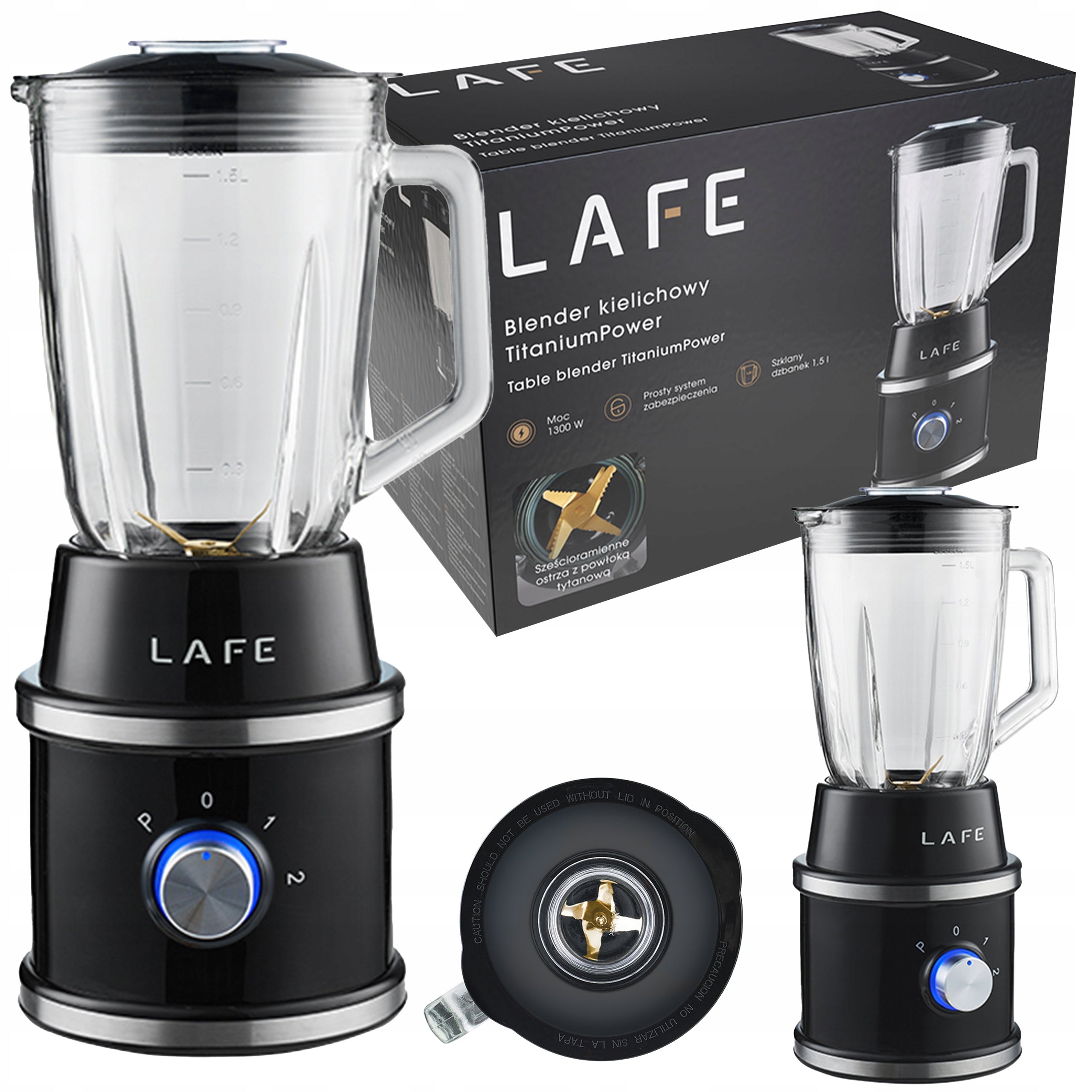 Glass Chalice Blender for COCKTAILS Titanium Power 1300W Crushes Ice 1,5L