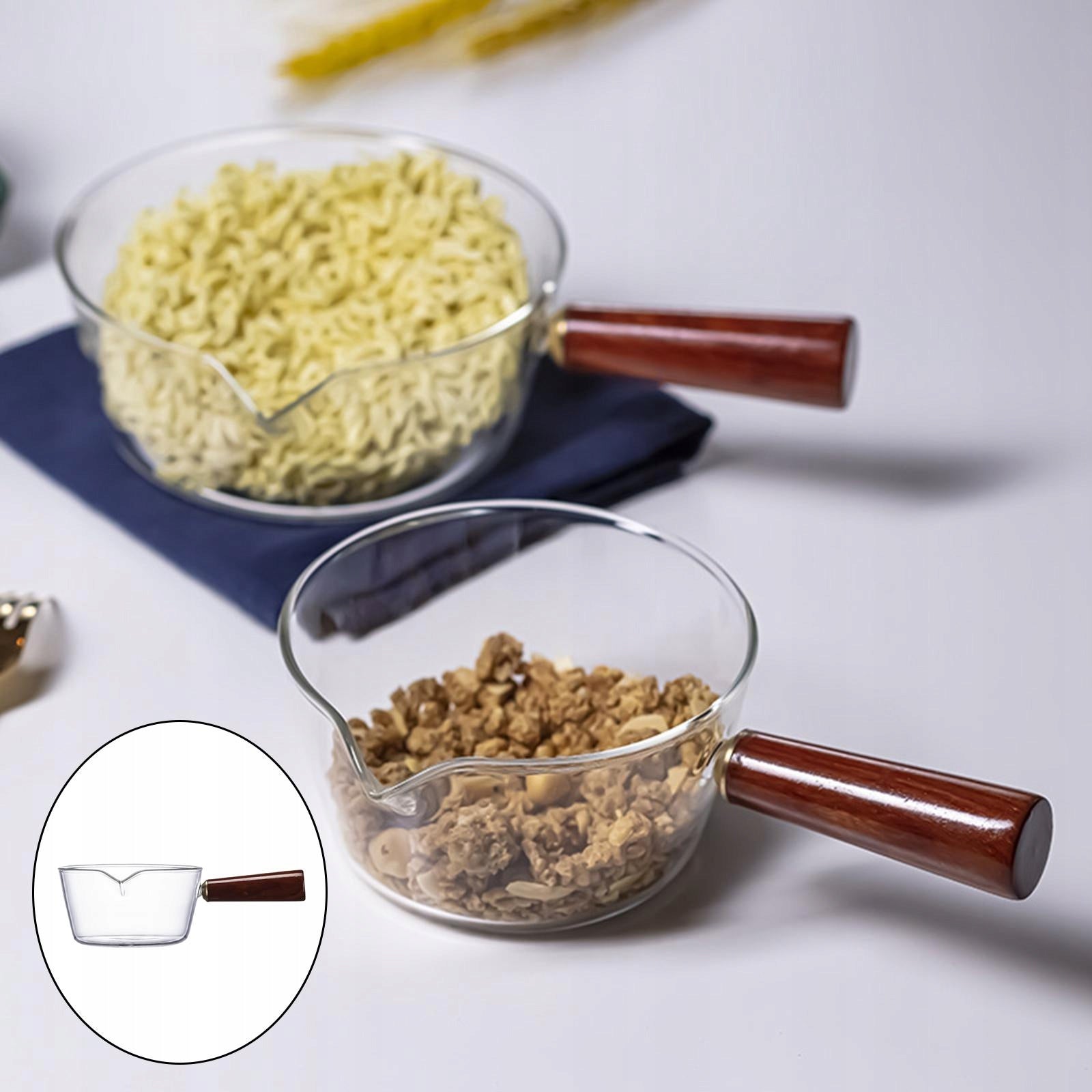 Glass Cooking Pot Coffee Milk Glass Sauce Serving Pot for Butter 400ml