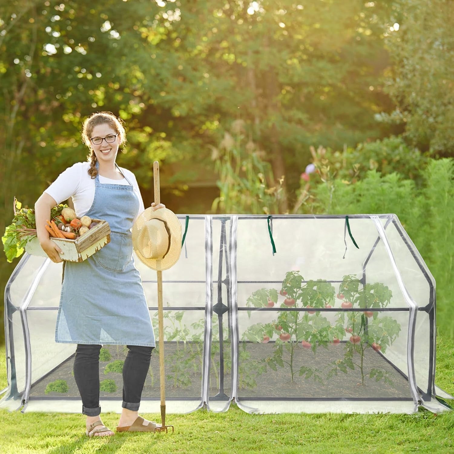 Glass Fiber Tomato Greenhouse 180x90x90cm White Length 180 m