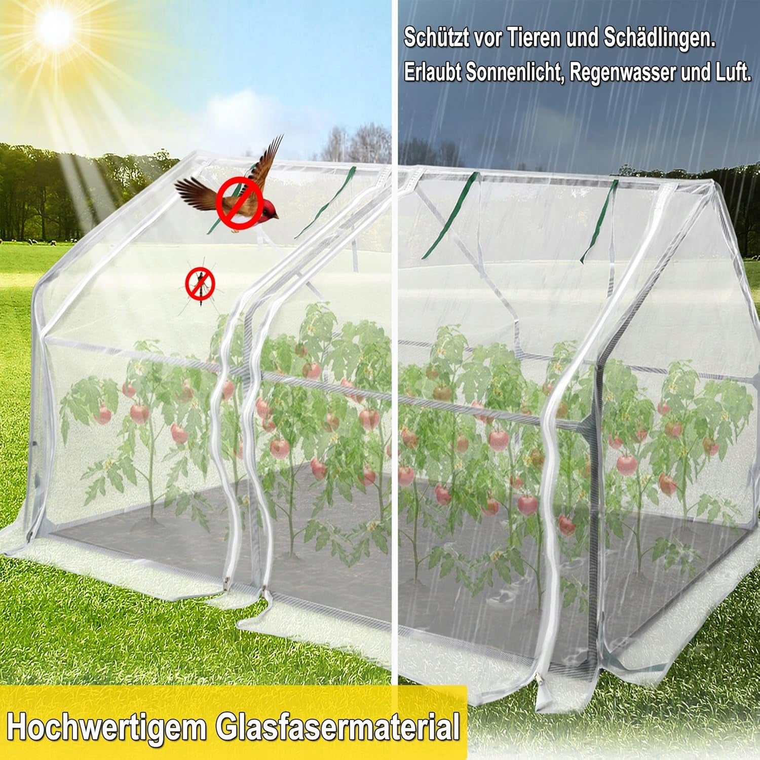 Glass Fiber Tomato Greenhouse 180x90x90cm White Product height 90 cm