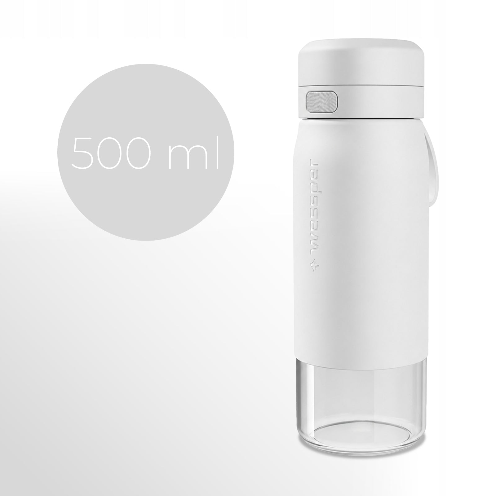 Glass Filter Bottle Wessper B2 Glass 0,5L White with Filter Set Manufacturer code WES270-500-WH