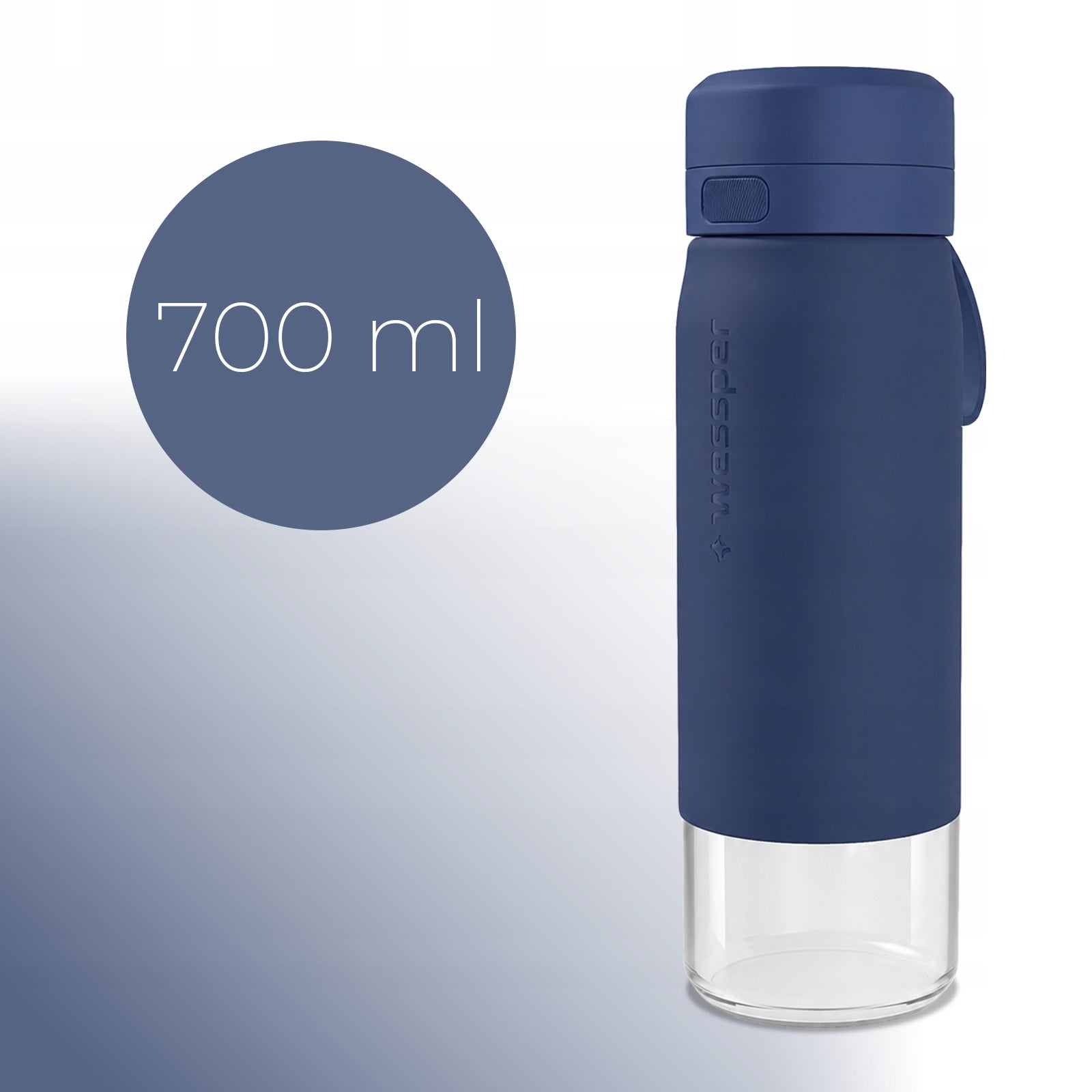 Glass Filter Bottle Wessper B2 Glass 700 ml Blue with filter Manufacturer code WES270-700-BL