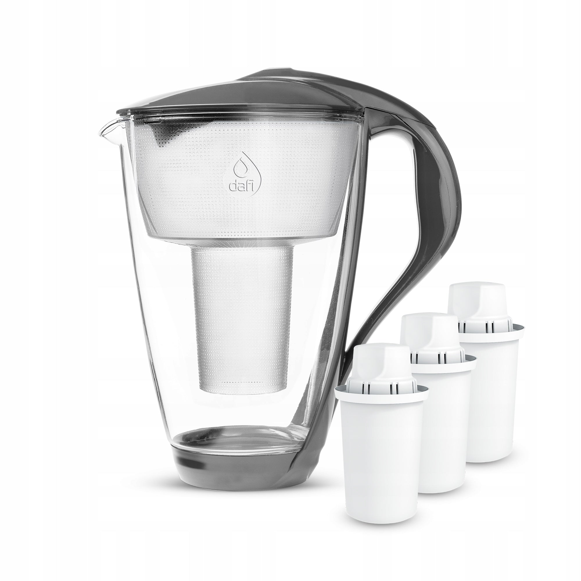 Glass Filter Jug Dafi CRYSTAL LED 2l Graphite + 3 Classic Filters