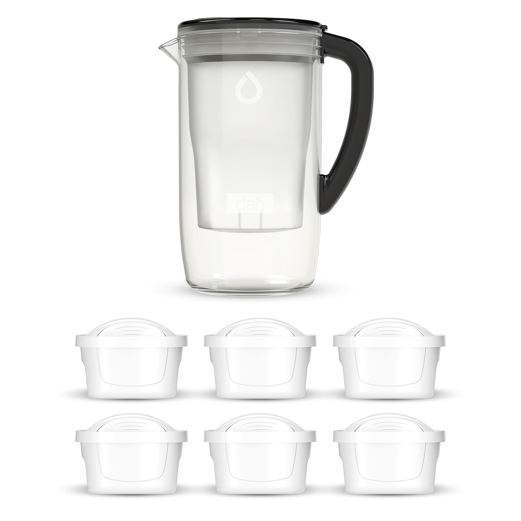 Glass Filter Jug Dafi PRISMA LED Black 6x Unimax Cartridge
