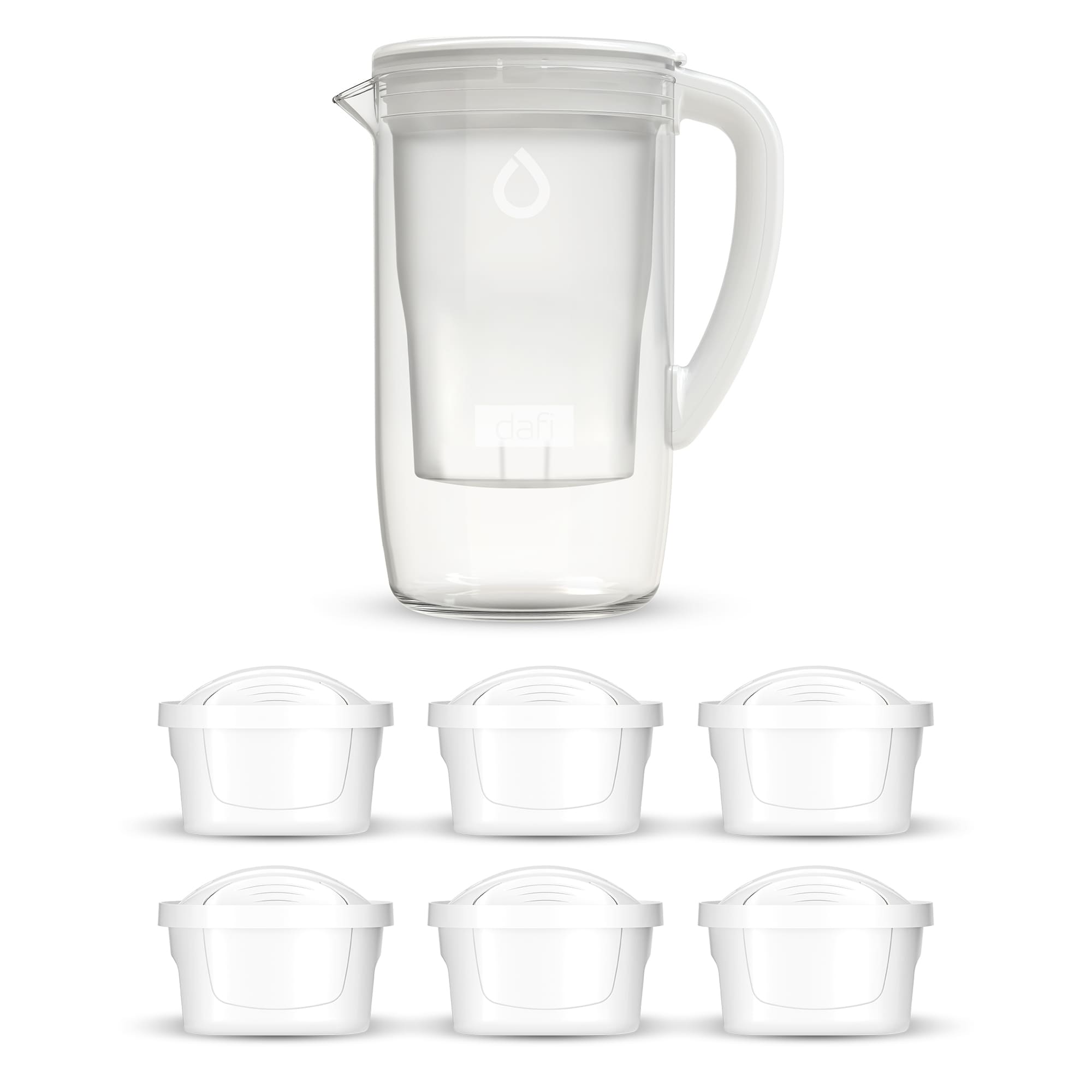 Glass Filter Jug Dafi PRISMA LED White 6x Unimax Cartridge