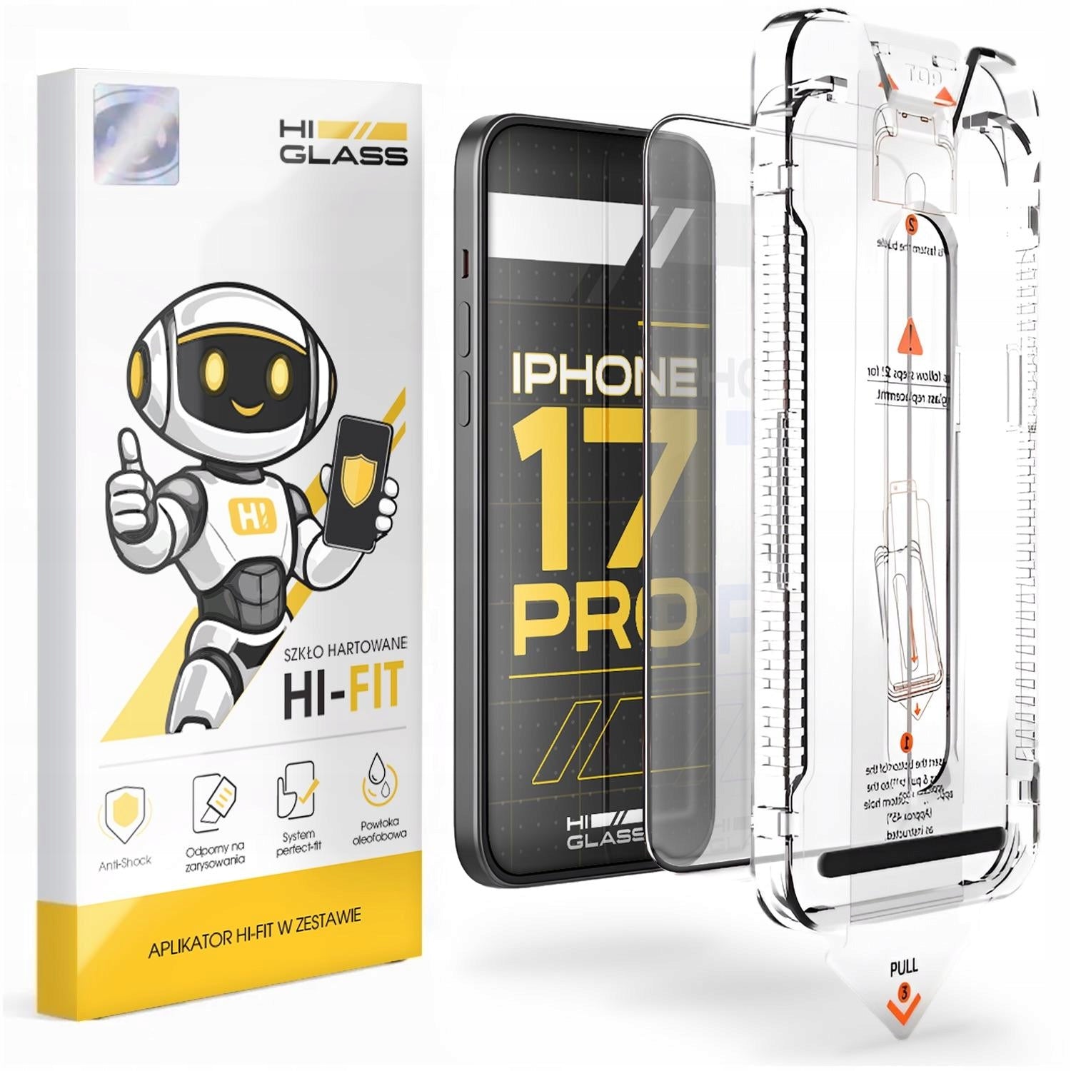 Glass For iPhone 17 Pro (Hardened, With Applicator, Protective, Fast, 5D, 9H)