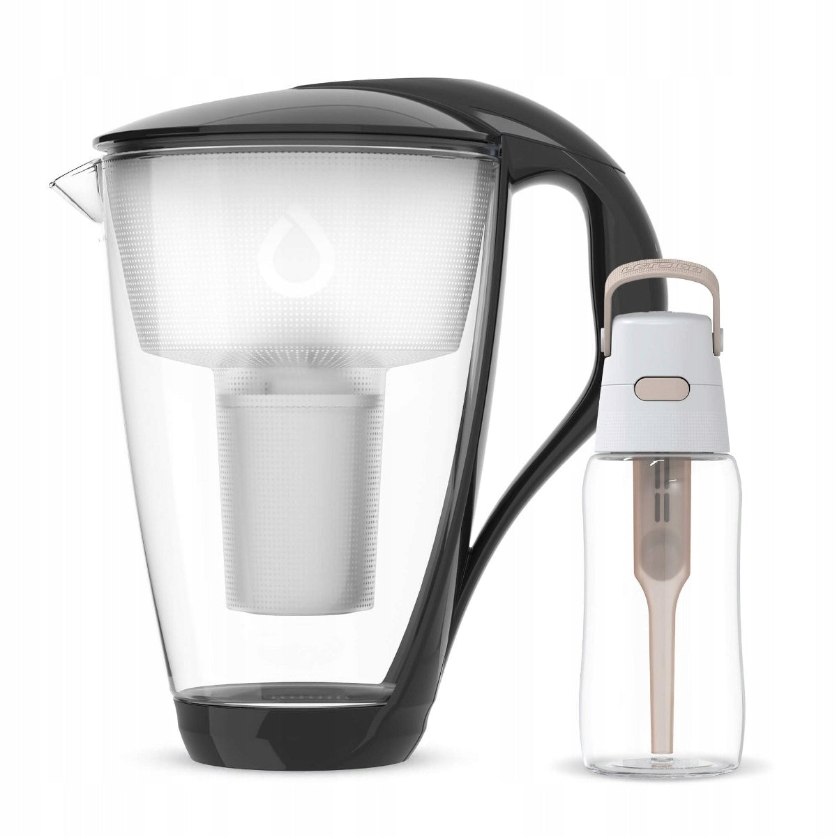 Glass Jug Dafi CRYSTAL Black Classic with Beige Solid Bottle 0,5