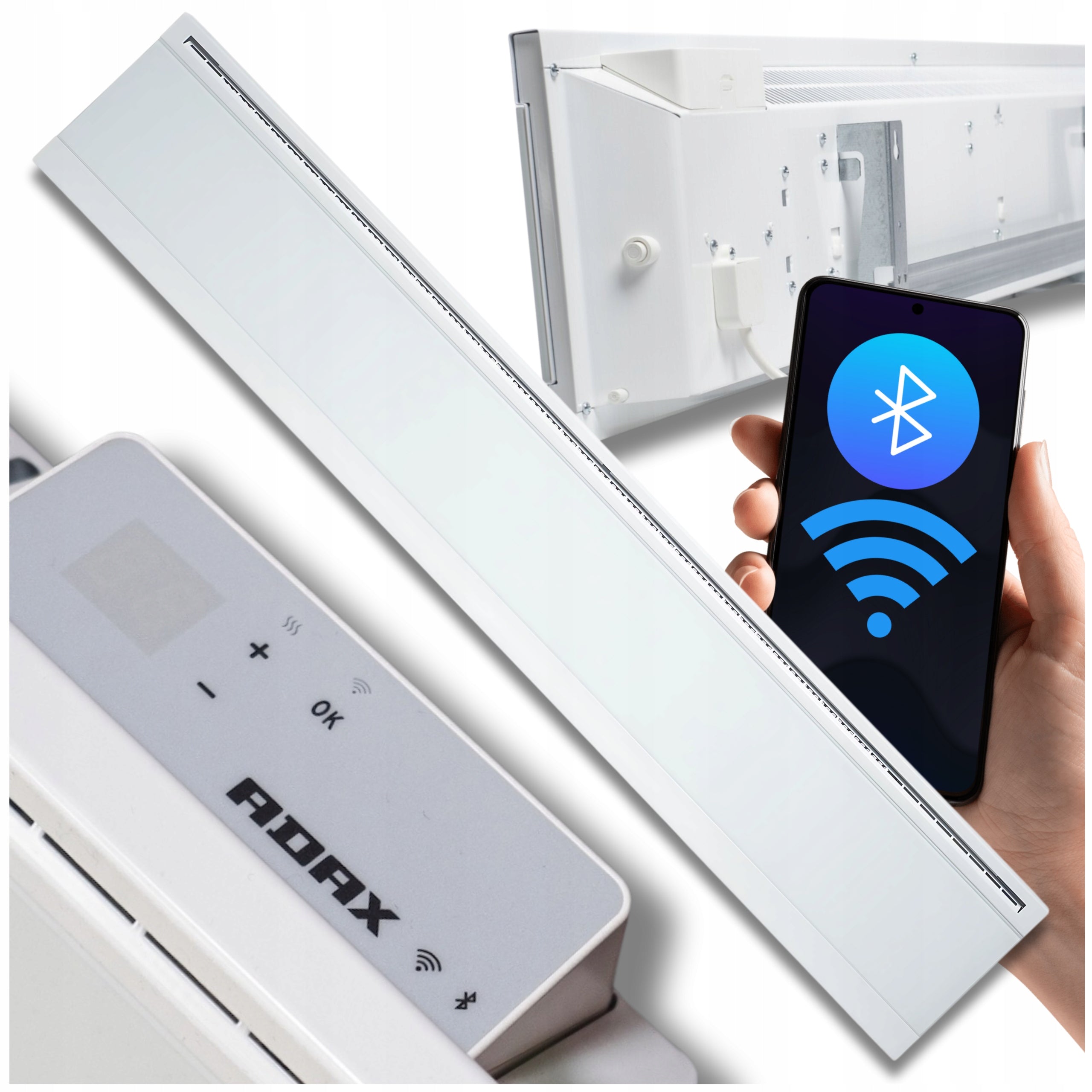 Glass Wall Mounted Convector Heater ADAX 600W Low Energy Saving WiFi BT
