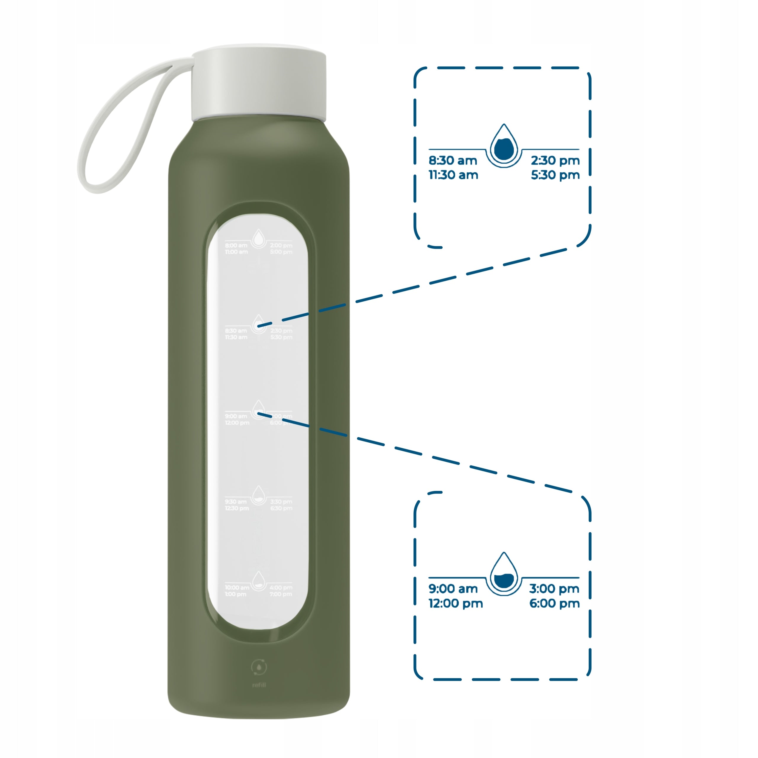 Glass bottle 0,5l for gym sealed motivational water bottle Wessper B1 Volume 500 ml
