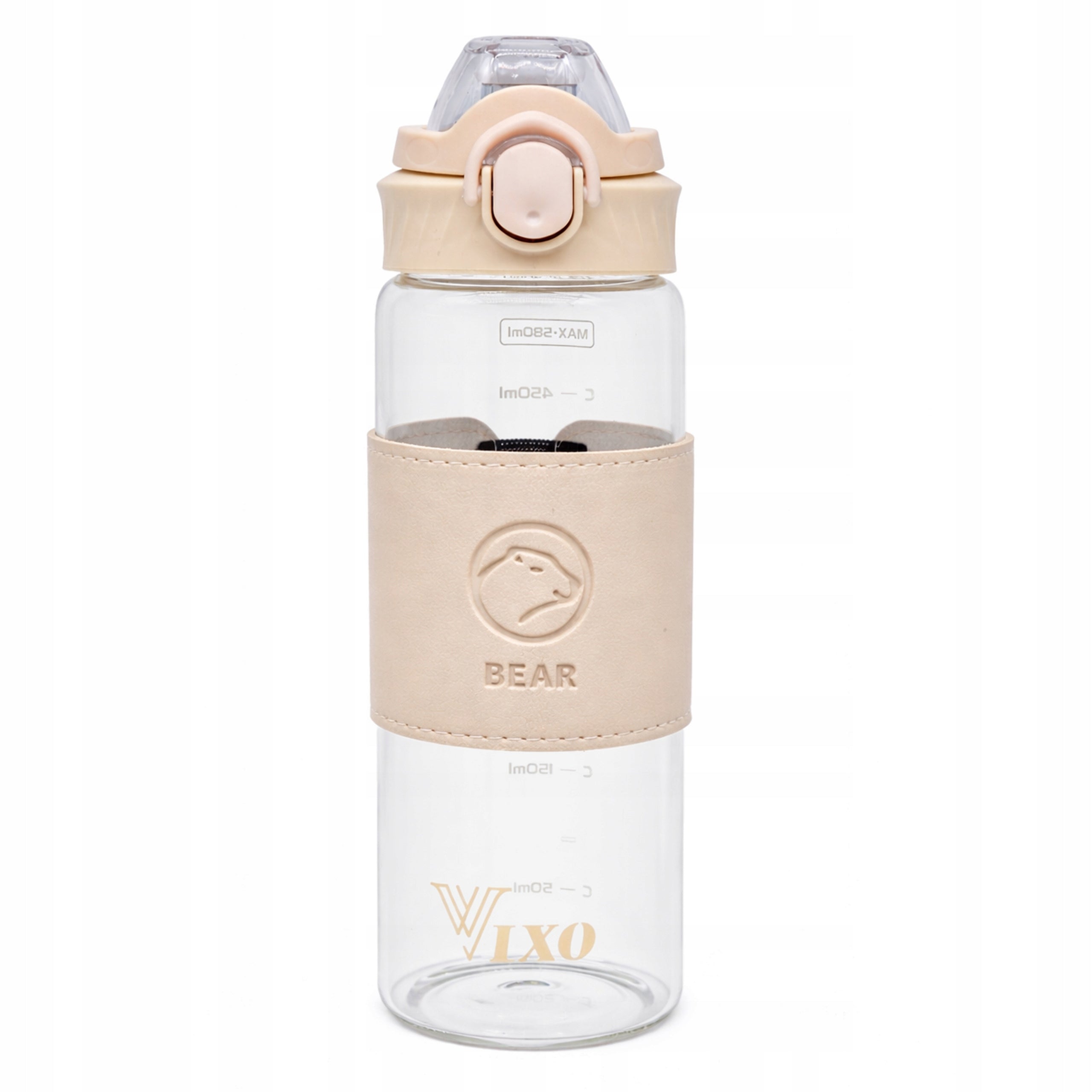Glass bottle 580ml VIXO leak proof strainer steel handle measuring cup glass eco belt Manufacturer code Bidon ze szkła butelka na wodę VX59001B