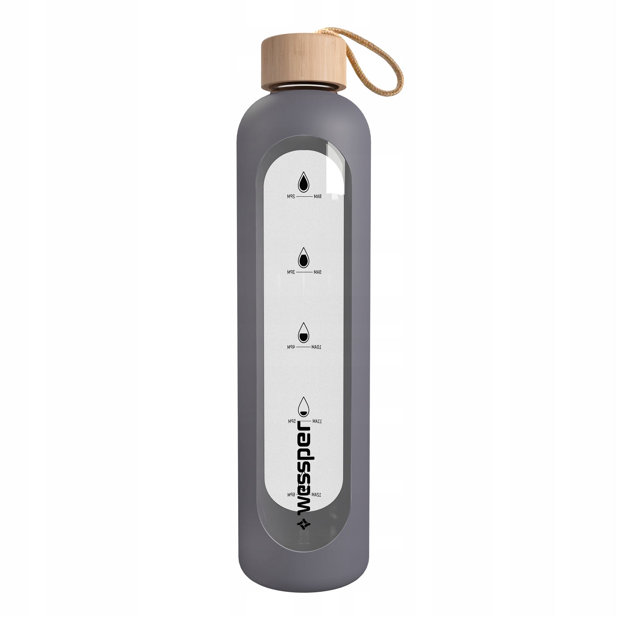 Glass bottle Wessper WES260-GR 1L removable grey silicone cover Model B1 BOROSILICATE