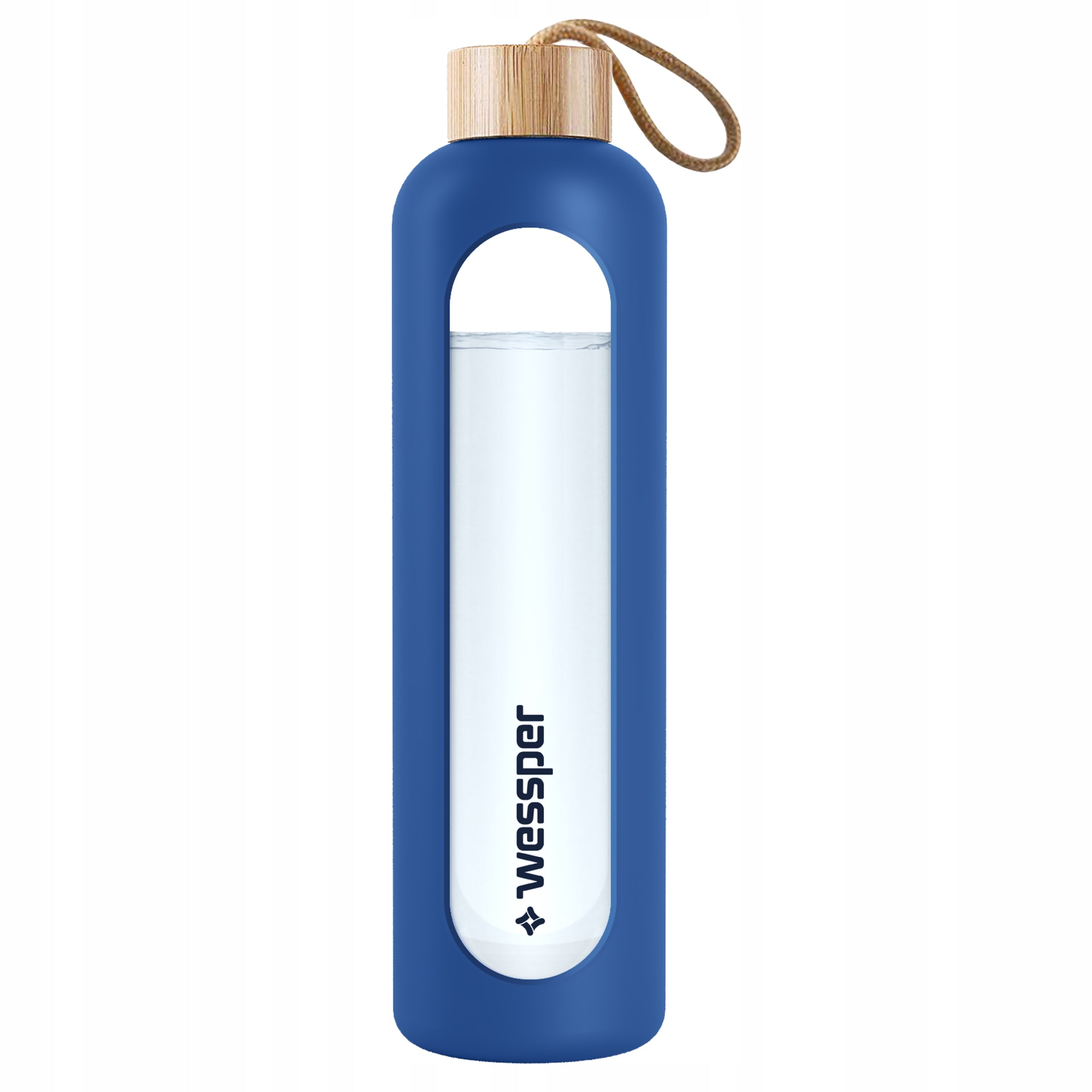 Glass bottle Wessper WES260-NB water bottle blue silicone cover 1L Brand Wessper