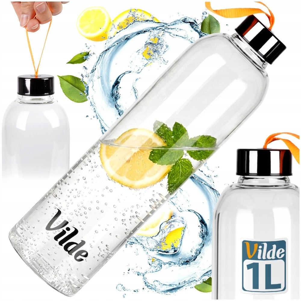 Glass bottle for drinks water juice lemonade cocktail smoothie water bottle 1L