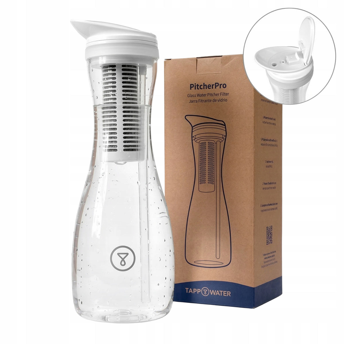 Glass carafe PitcherPro TAPP Water water filter without microplastic jug