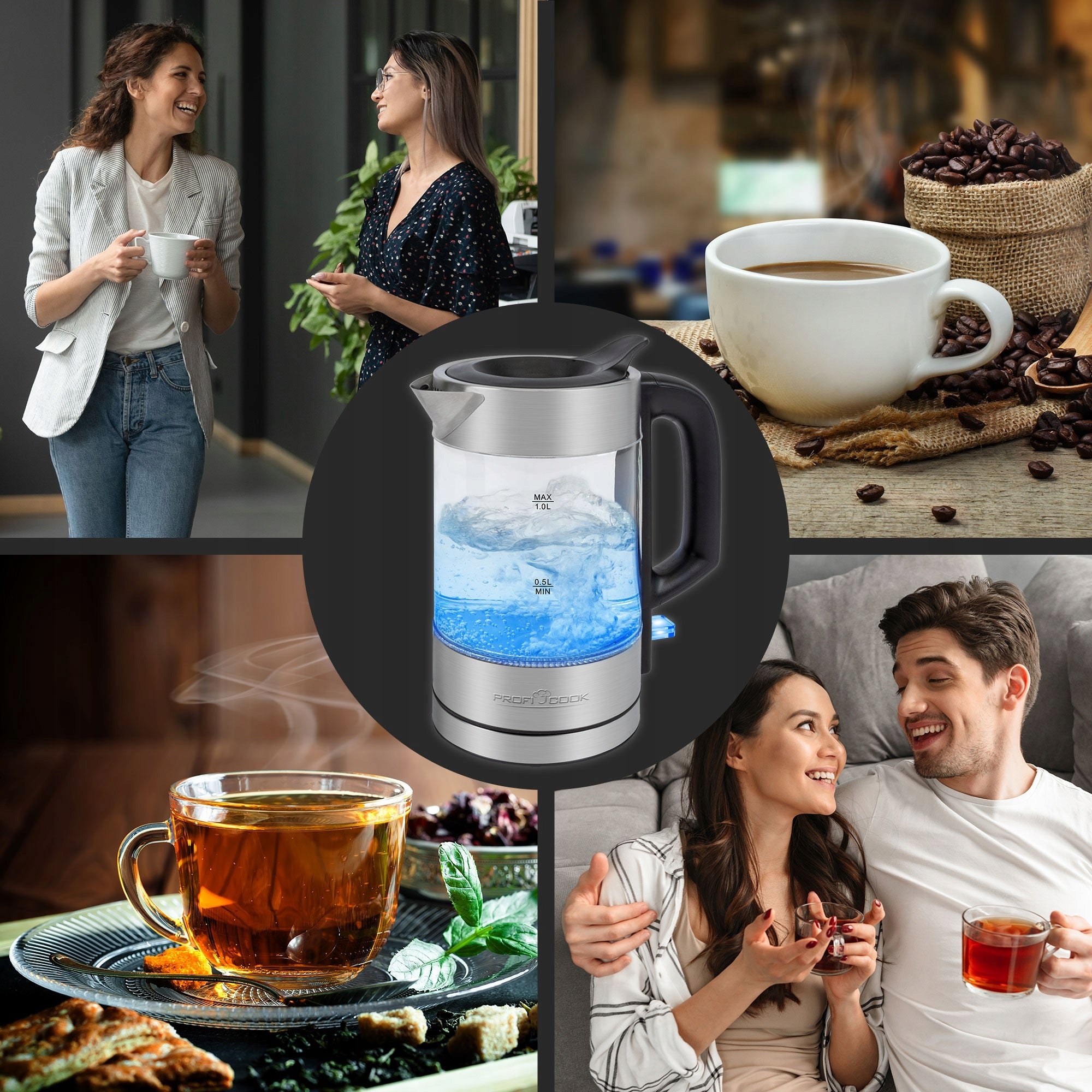 Glass electric kettle 1.0 L ProfiCook PC-WKS 1229 G Capacity 1 l