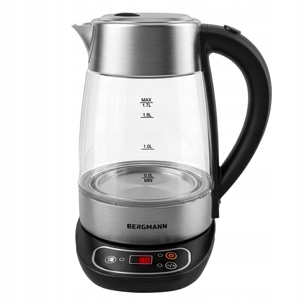 Glass electric kettle BERGMANN 1,7L 2200W control panel Black Brand Bergmann
