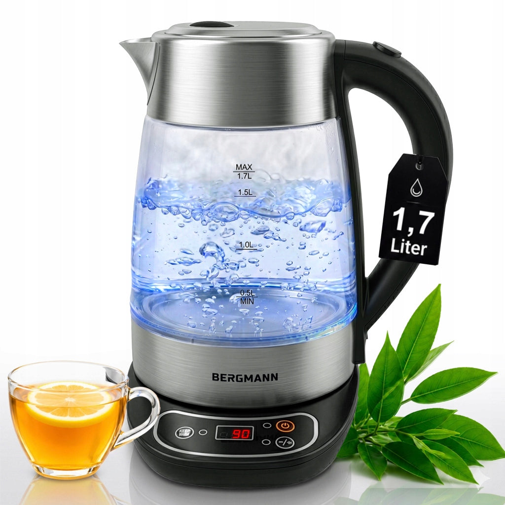 Glass electric kettle BERGMANN 1,7L 2200W control panel Black