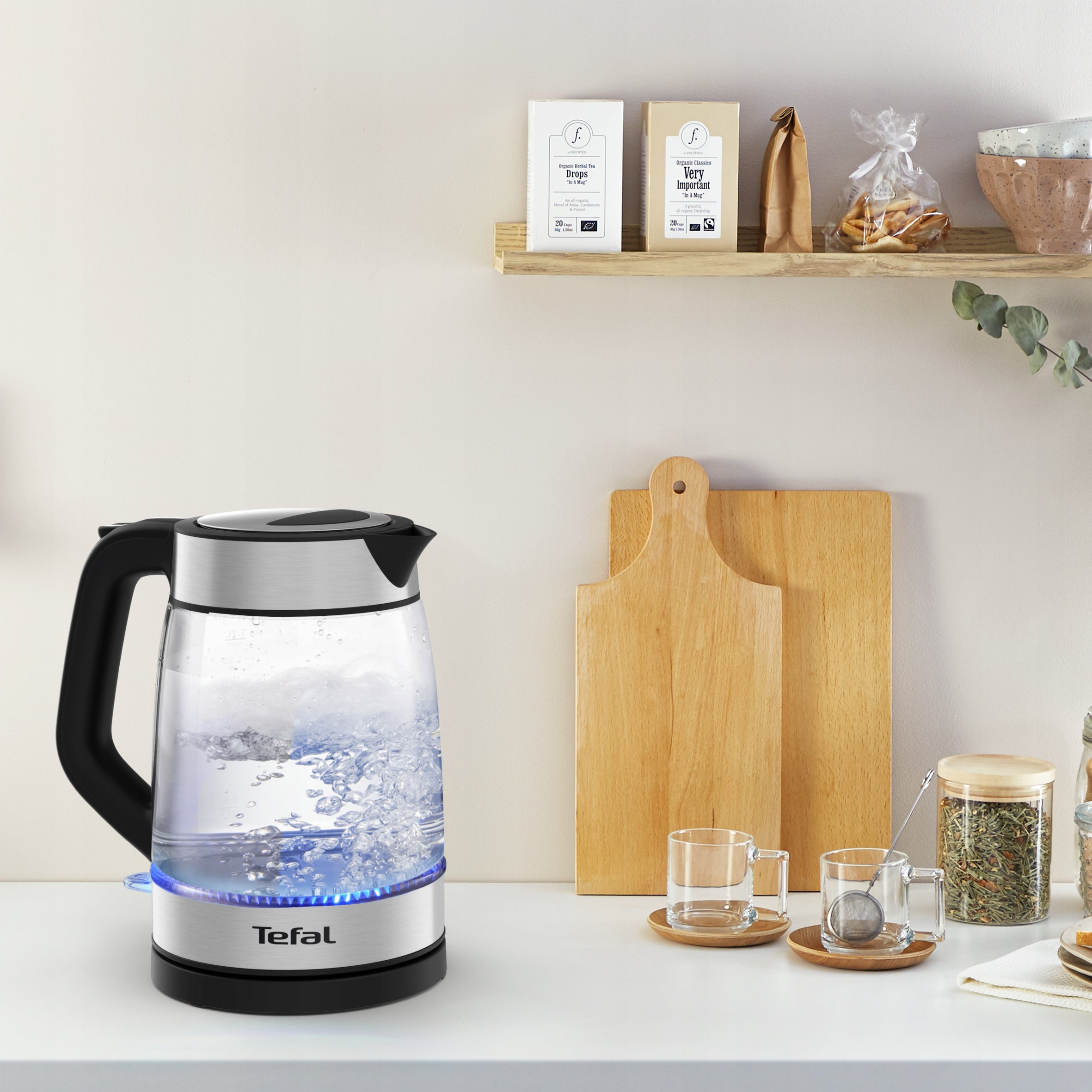 Glass electric kettle TEFAL KI605830 2200W steel Brand Tefal