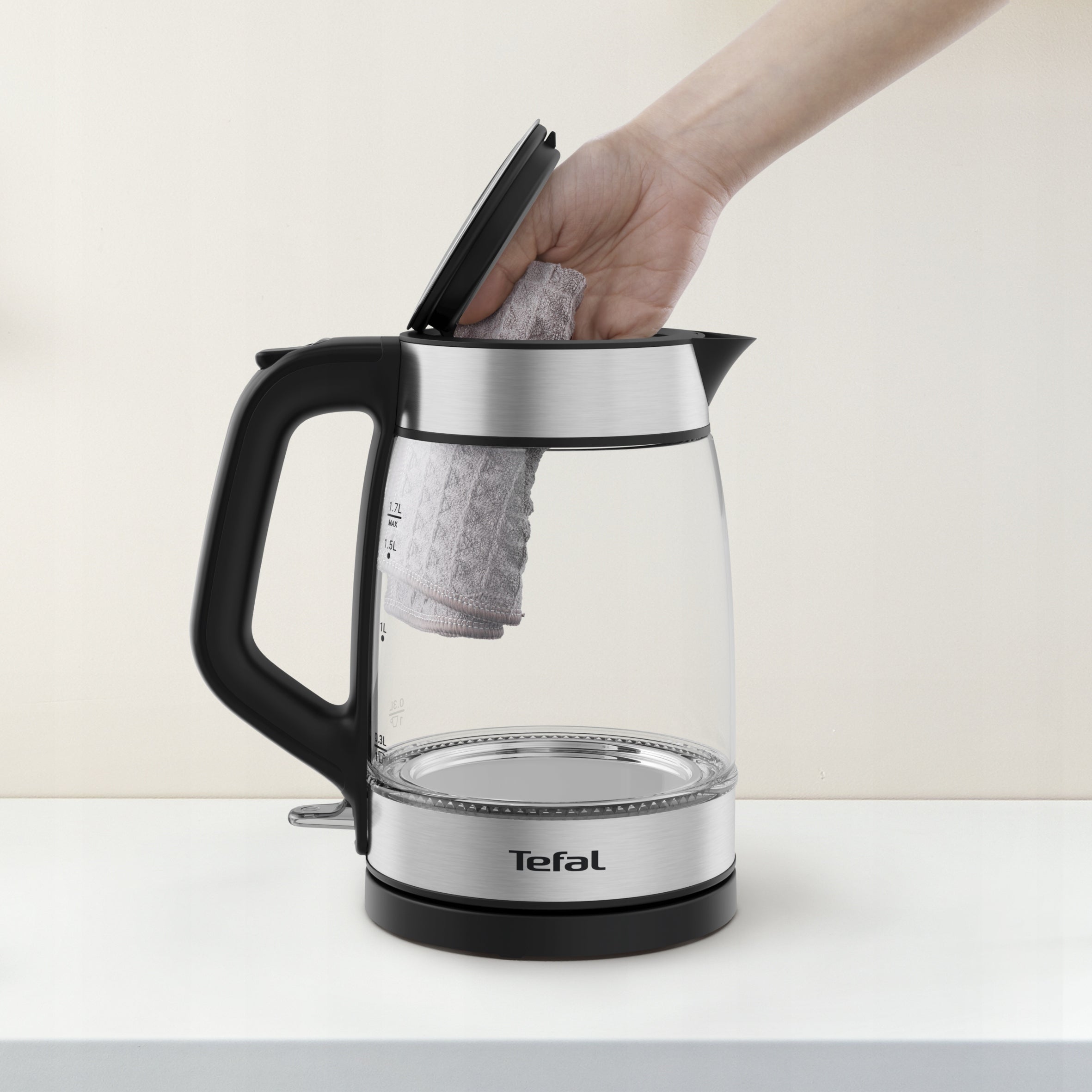 Glass electric kettle TEFAL KI605830 2200W steel Dominant color clear