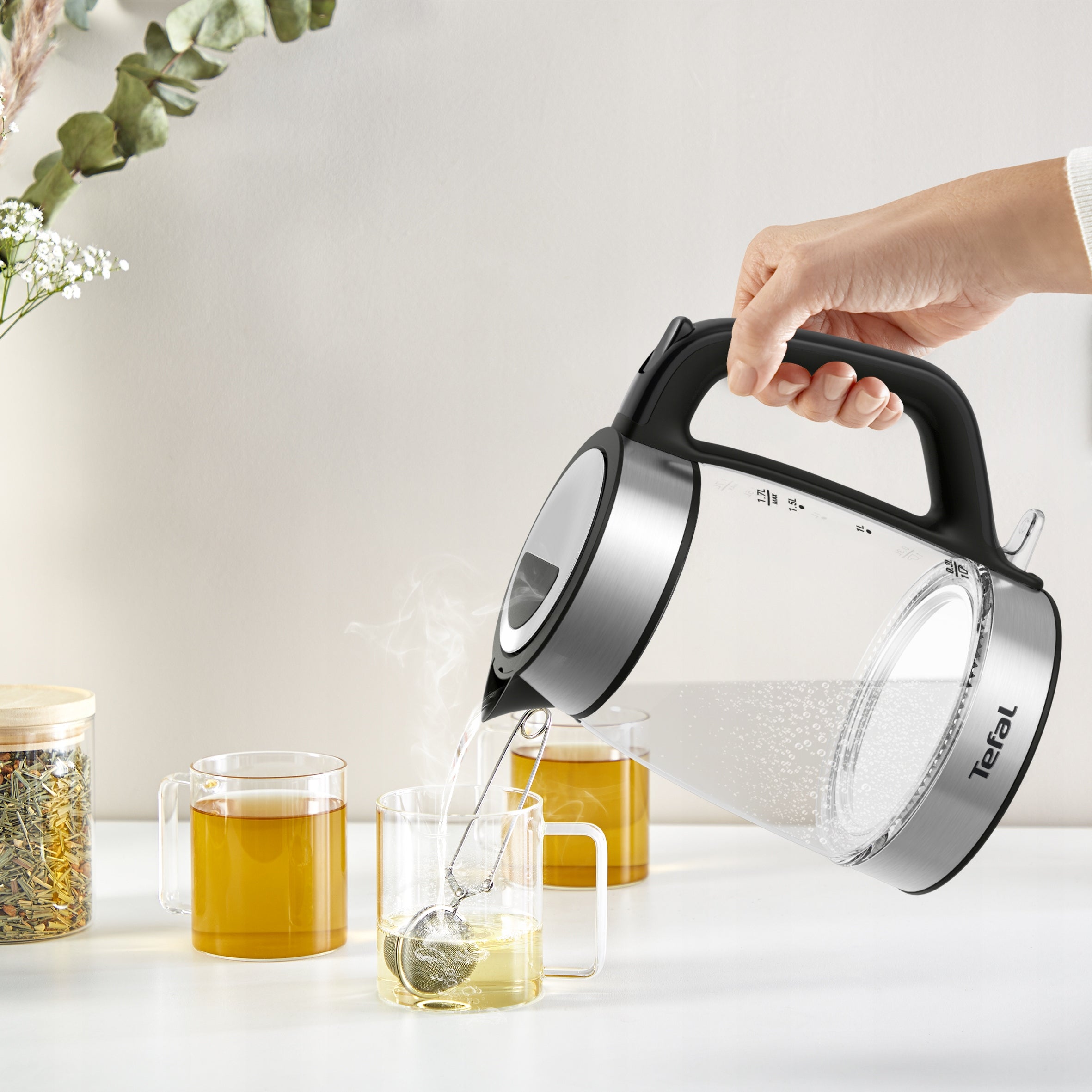 Glass electric kettle TEFAL KI605830 2200W steel Manufacturer code KI605830