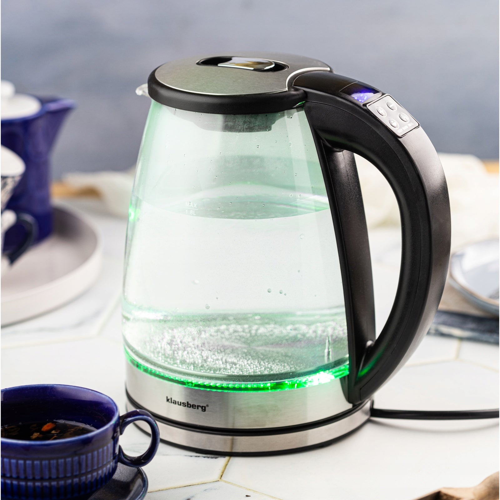Glass electric kettle Temperature control Klausberg KB-7887 1.8L LED LCD Brand Klausberg