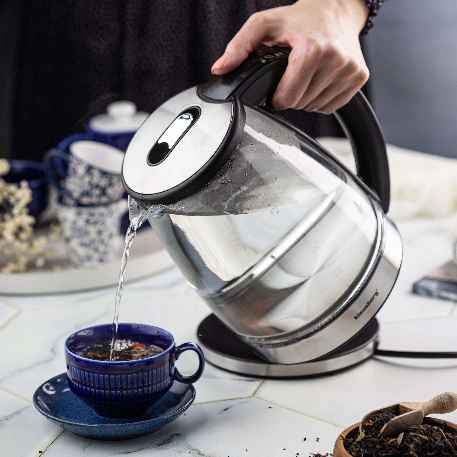 Glass electric kettle Temperature control Klausberg KB-7887 1.8L LED LCD Capacity 1.8 l