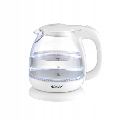 Glass electric kettle WHITE 1l 1100W | Maestro MR-055-WHITE