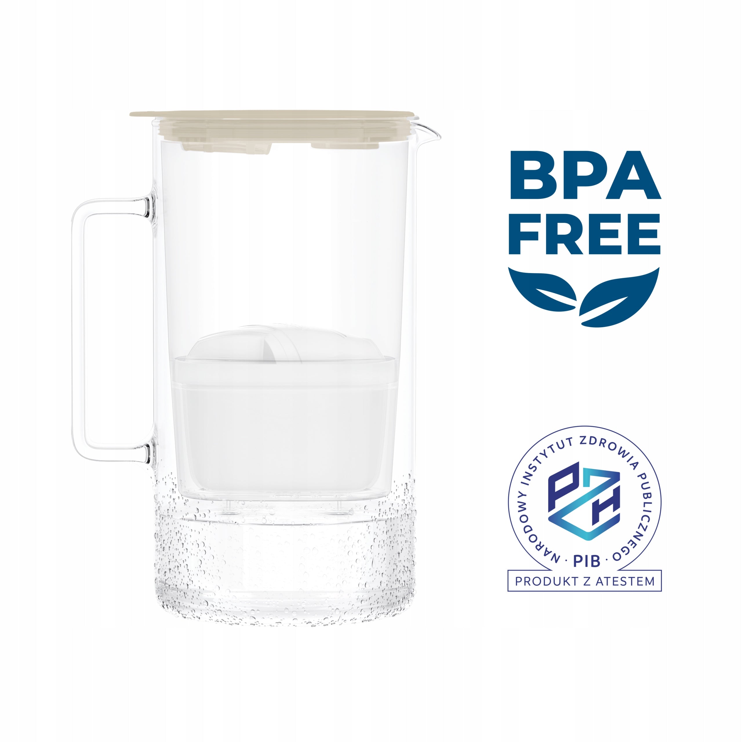 Glass filter jug 2L Wessper WES208-FF-BG MINI + filter indicator Type filtering jug