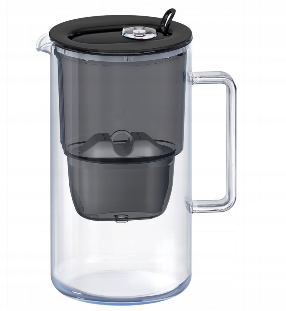 Glass filter jug Aquaphor Glass 2,5l BLACK + 6 MAXFOR+ Packaging status original