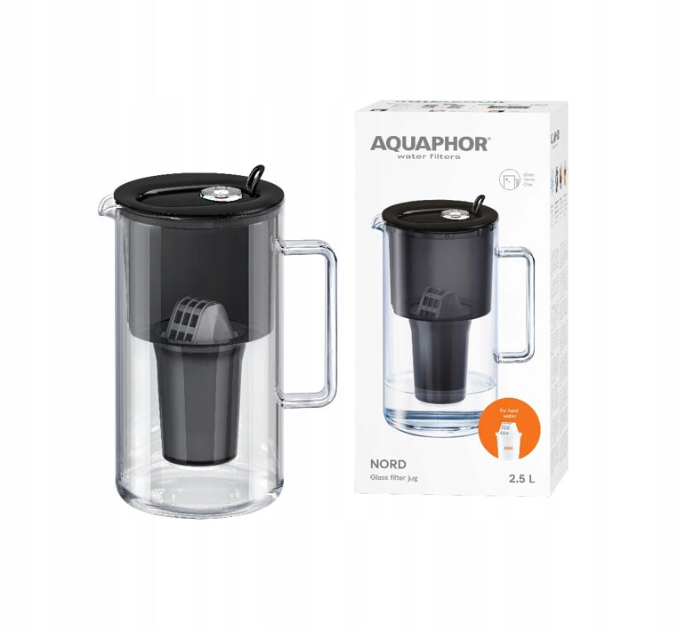 Glass filter jug Aquaphor Nord 2,5l with cartridge A5H (350l), black