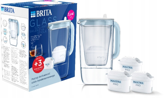 Glass filter jug Brita GLASS +3 cartridges Maxtra PRO Pure Blue
