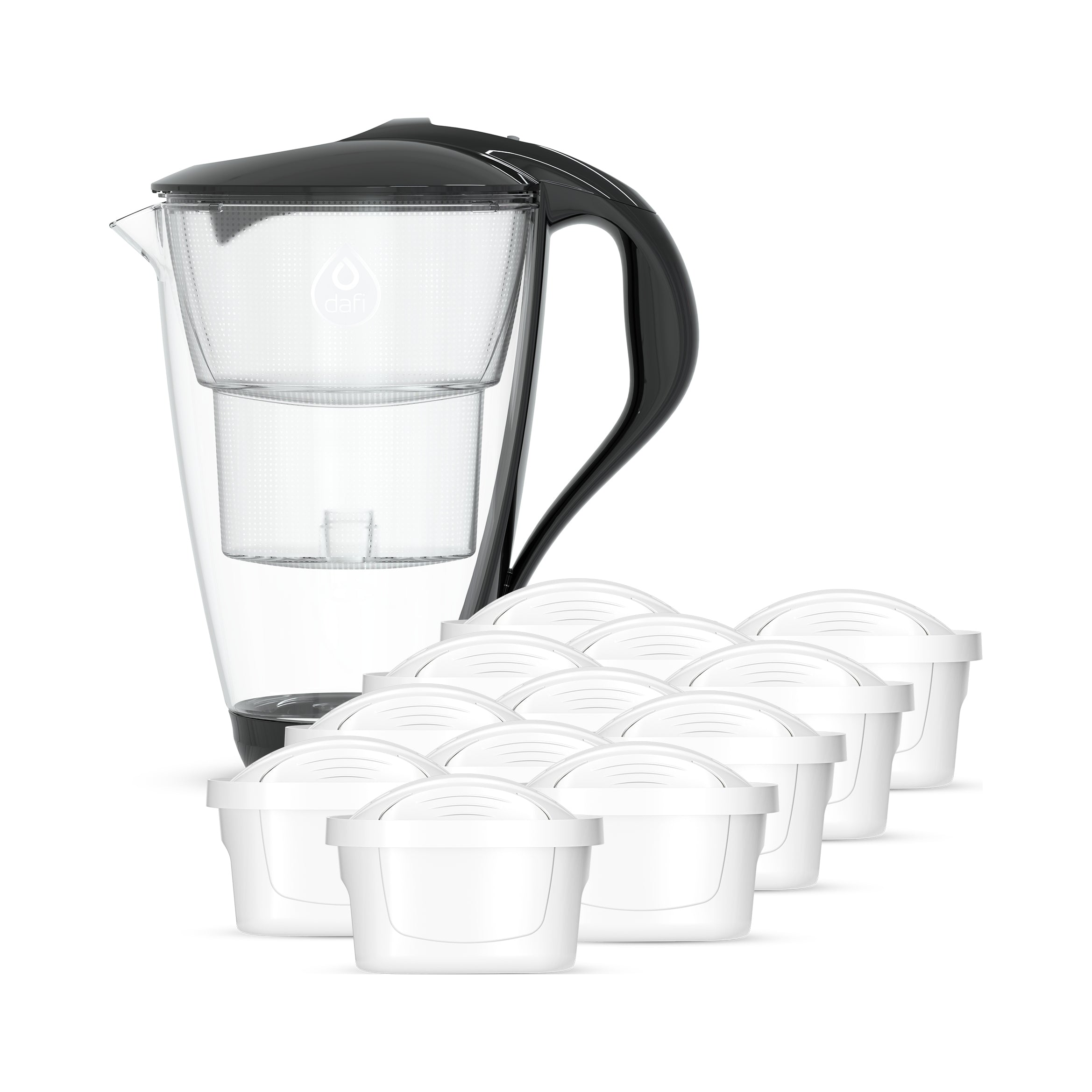 Glass filter jug Dafi CRYSTAL LED black 12 Unimax cartridges