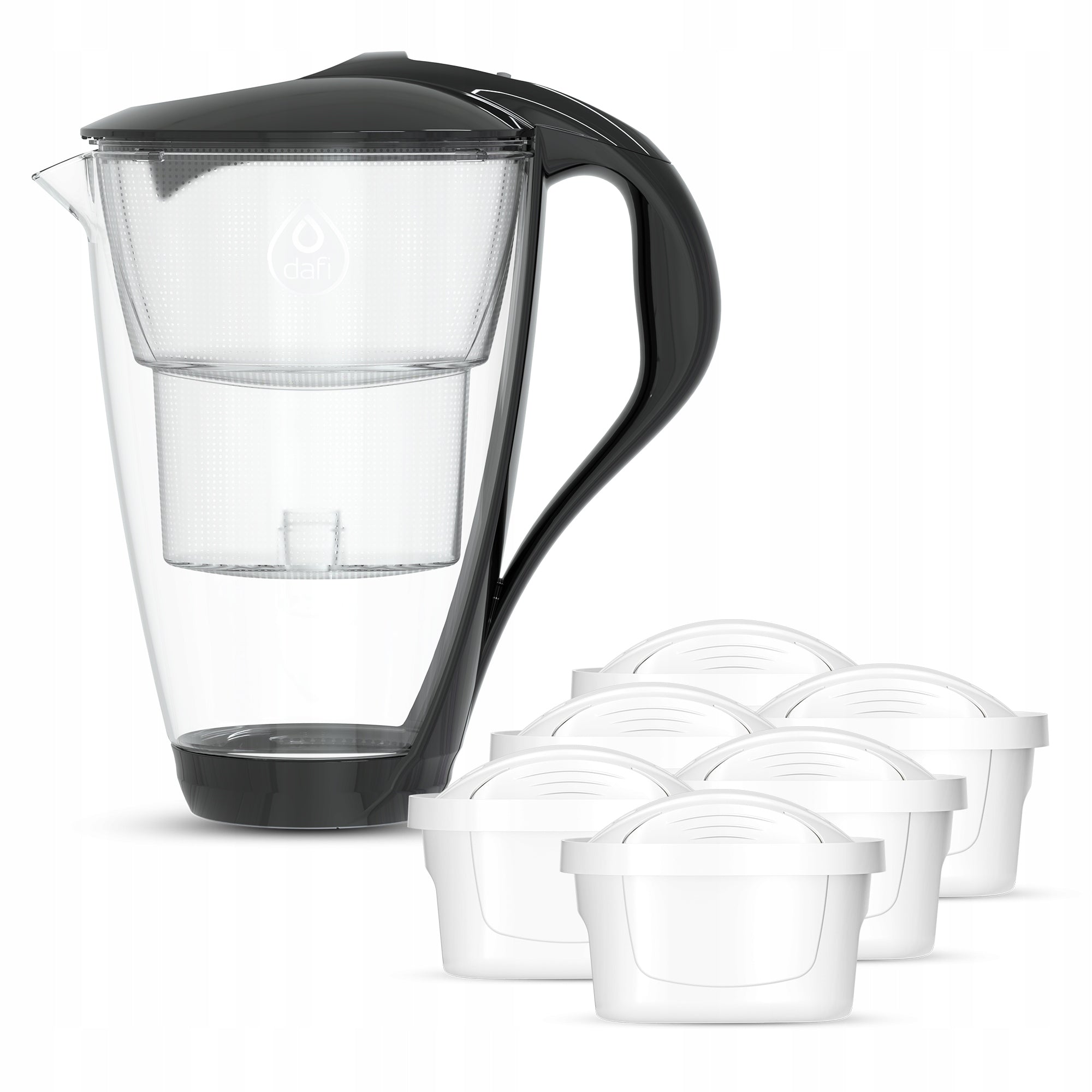 Glass filter jug Dafi CRYSTAL LED black 6 Unimax cartridges