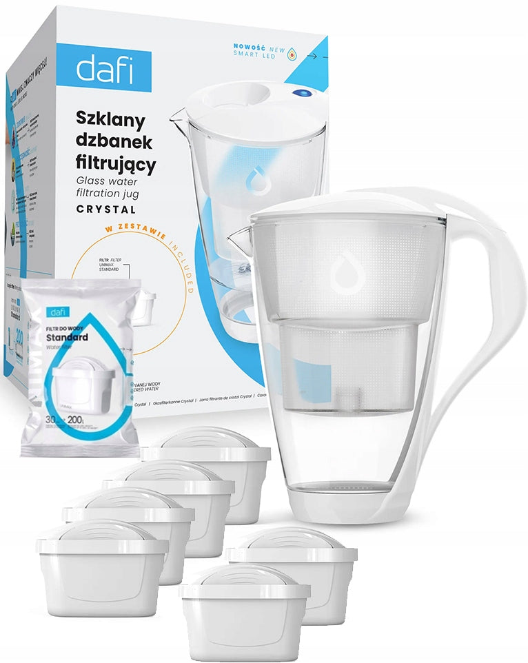 Glass filter jug Dafi Crystal LED + 6x UNIMAX filter WHITE