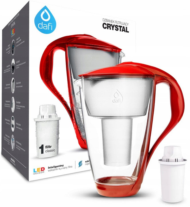 Glass filter jug Dafi Crystal LED RED + 1 Classic filter