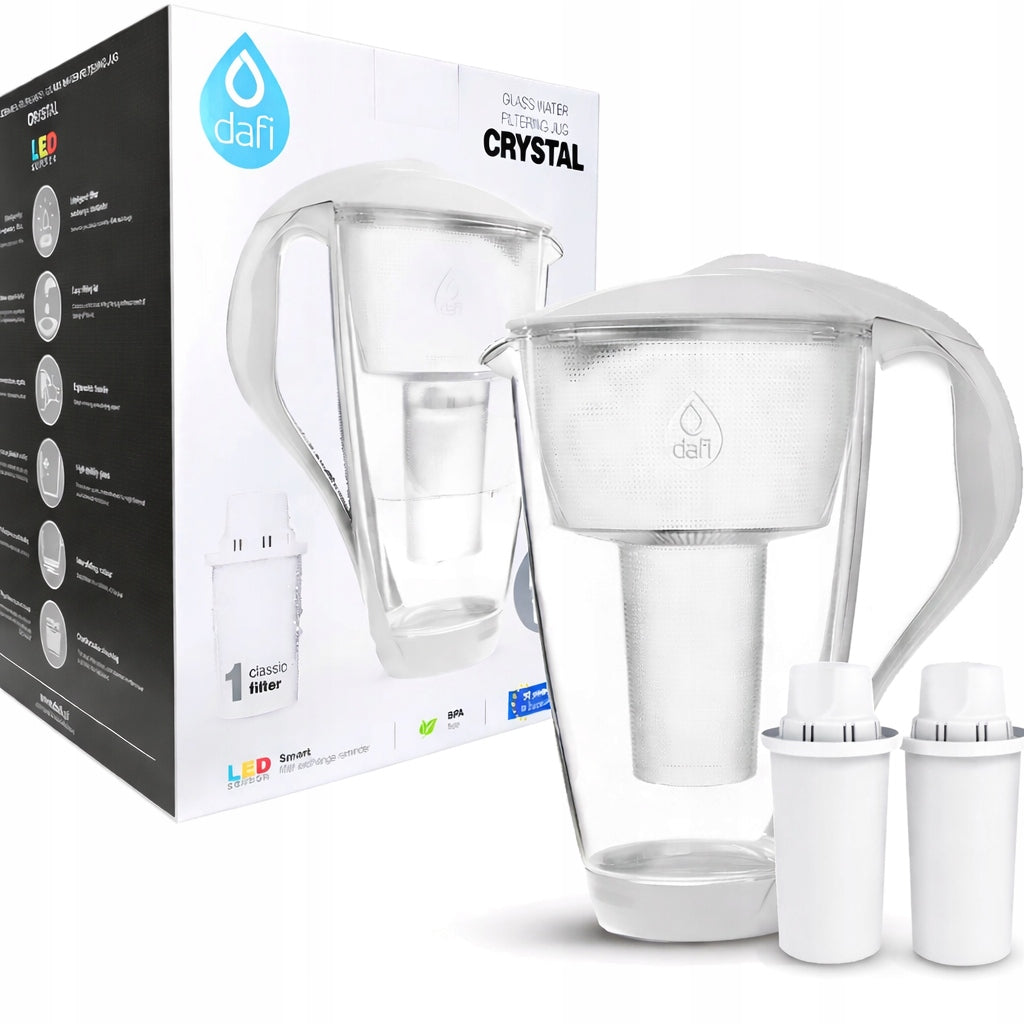 Glass filter jug Dafi Crystal LED white + 2x Classic filter