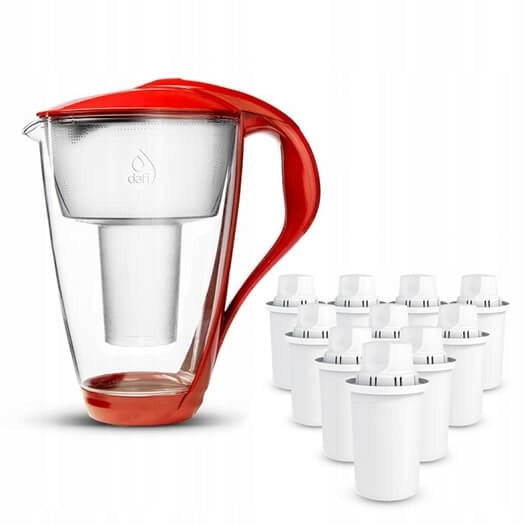 Glass filter jug Dafi Crystal led red +10 filters