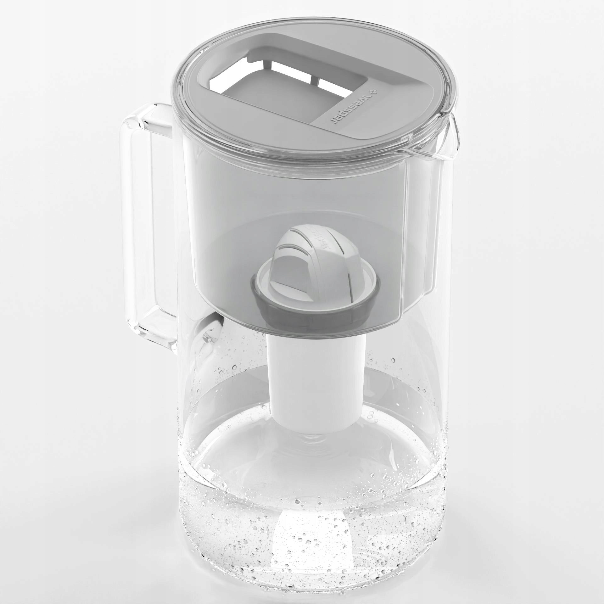 Glass filter jug Wessper D2 BOROSILICATE 3l grey + 5x filter Brand Wessper