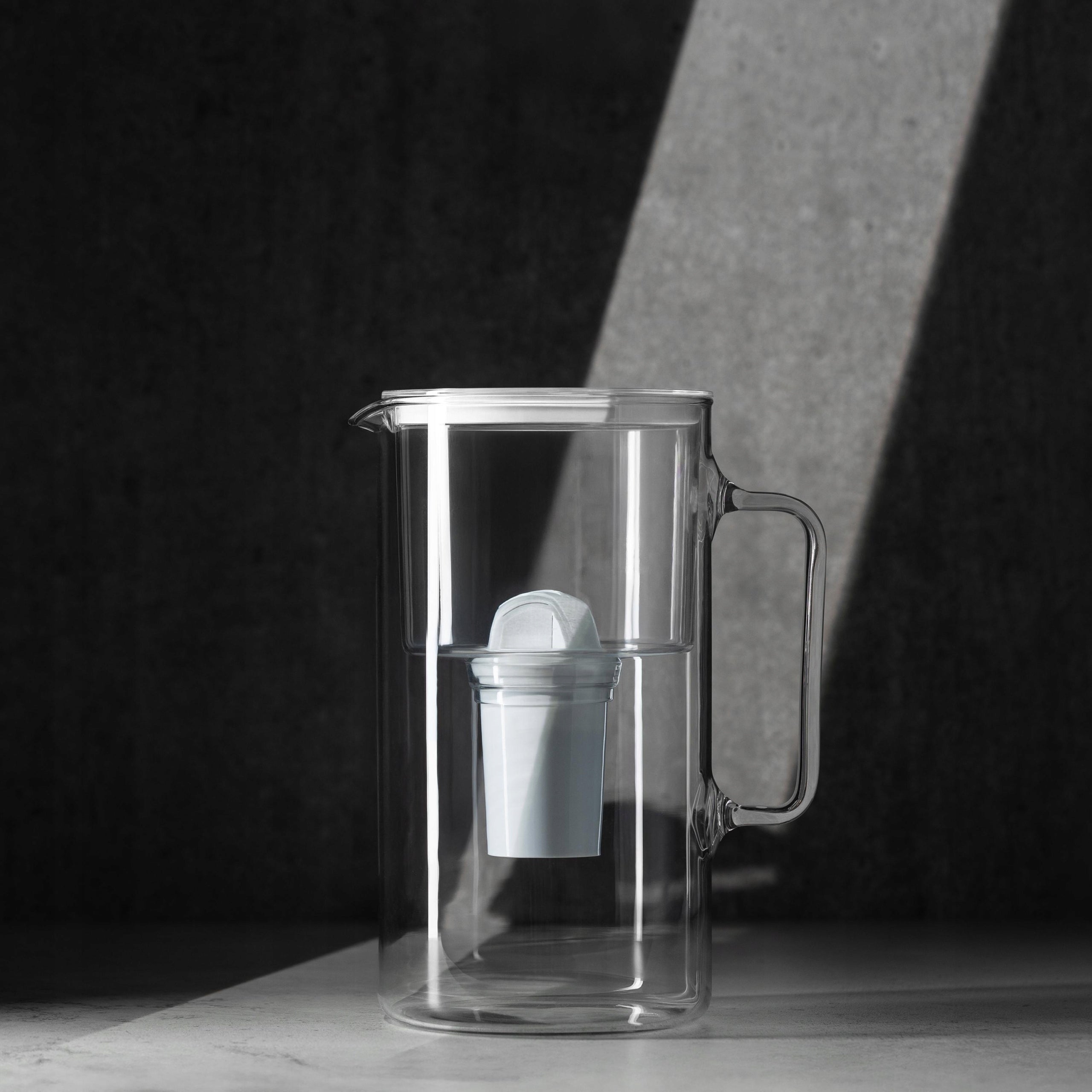 Glass filter jug Wessper D2 BOROSILICATE 3l white + 6x cartridge Packaging status original