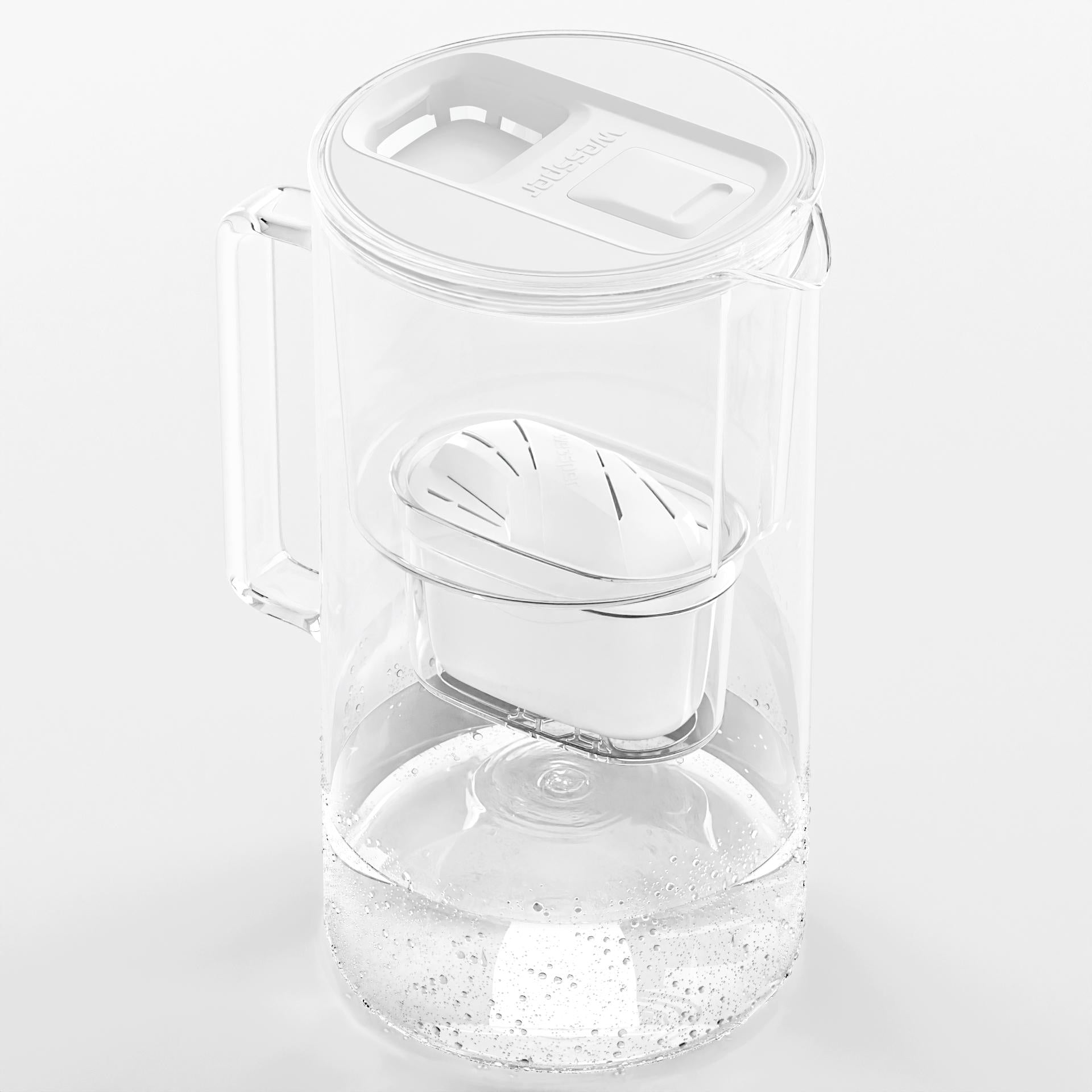 Glass filter jug Wessper D2 BOROSILICATE FF LED counter + 3 filter Manufacturer code WES201-FF-WH_2_FL01