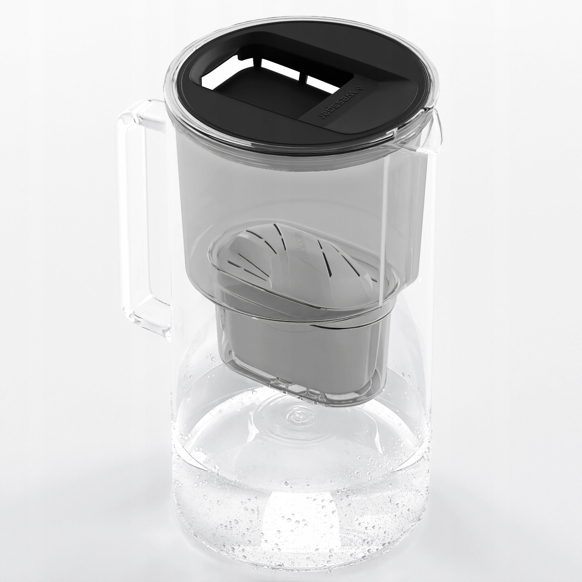 Glass filter jug Wessper D2 Borosilicate 3l black + 10x filter Manufacturer code WES201-BK_+_9X_FL01