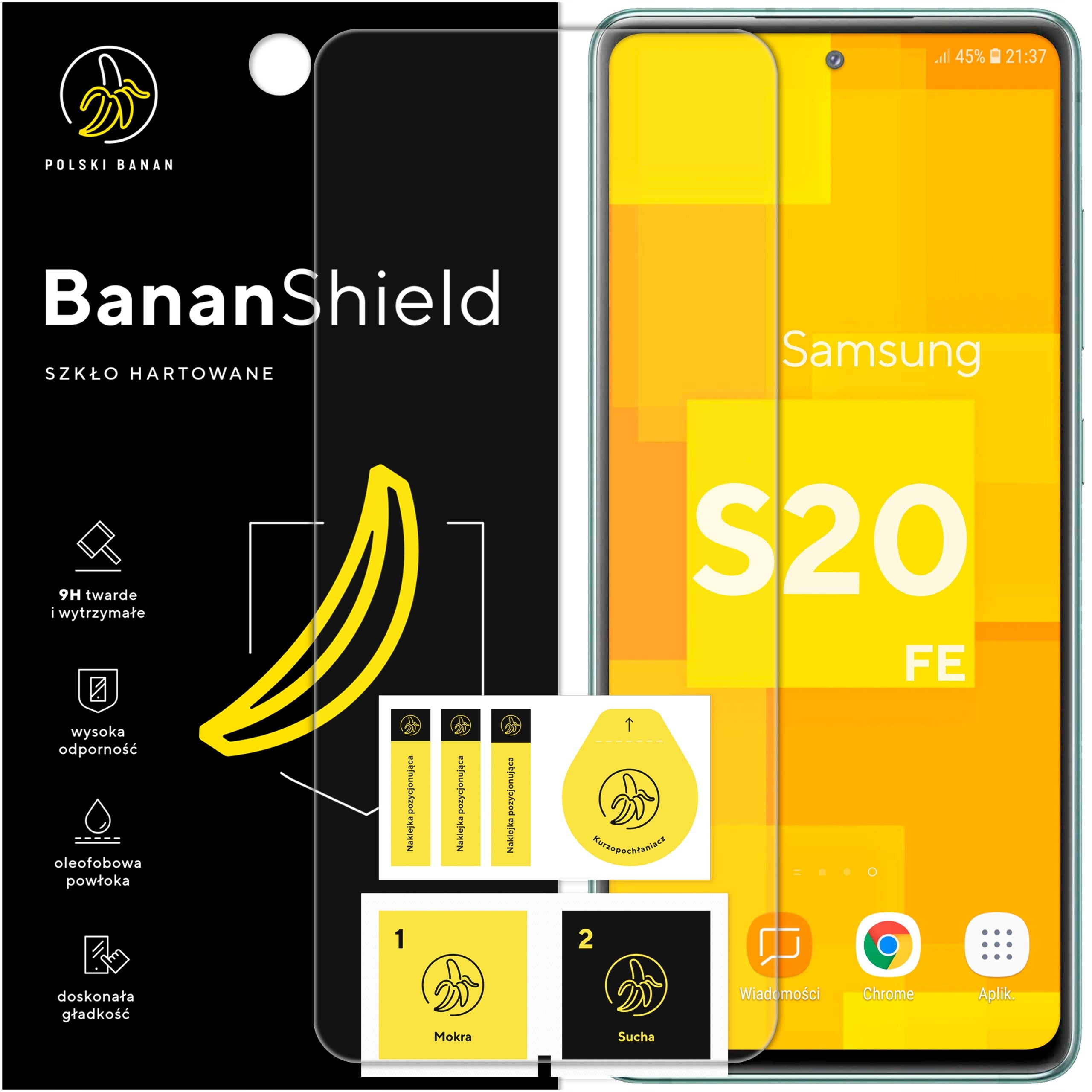 Glass for Samsung S20 FE (5G) tempered 9H, fast protective BananShield