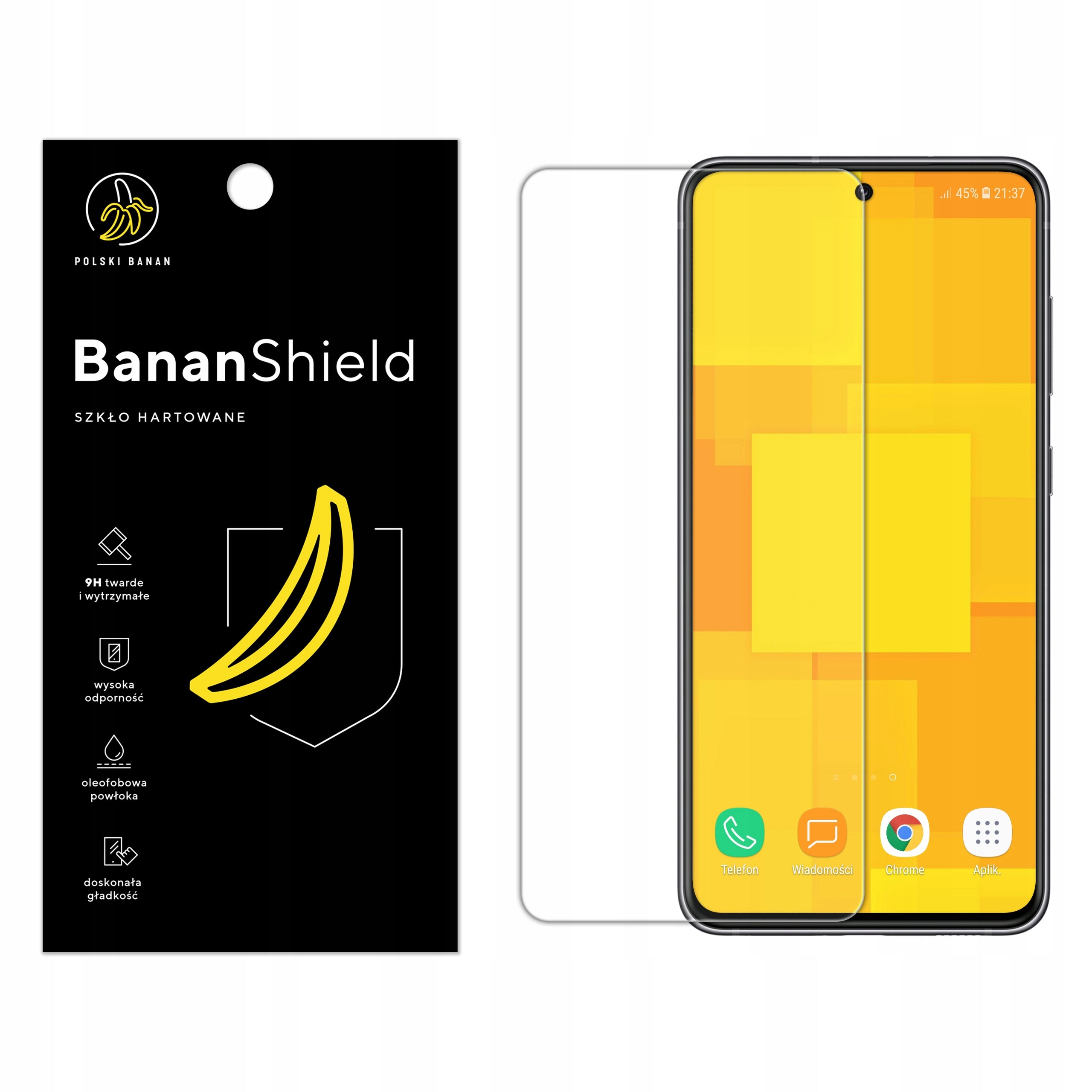 Glass for Samsung S21 FE (5G) tempered 9H, fast protective BananShield Packaging status original