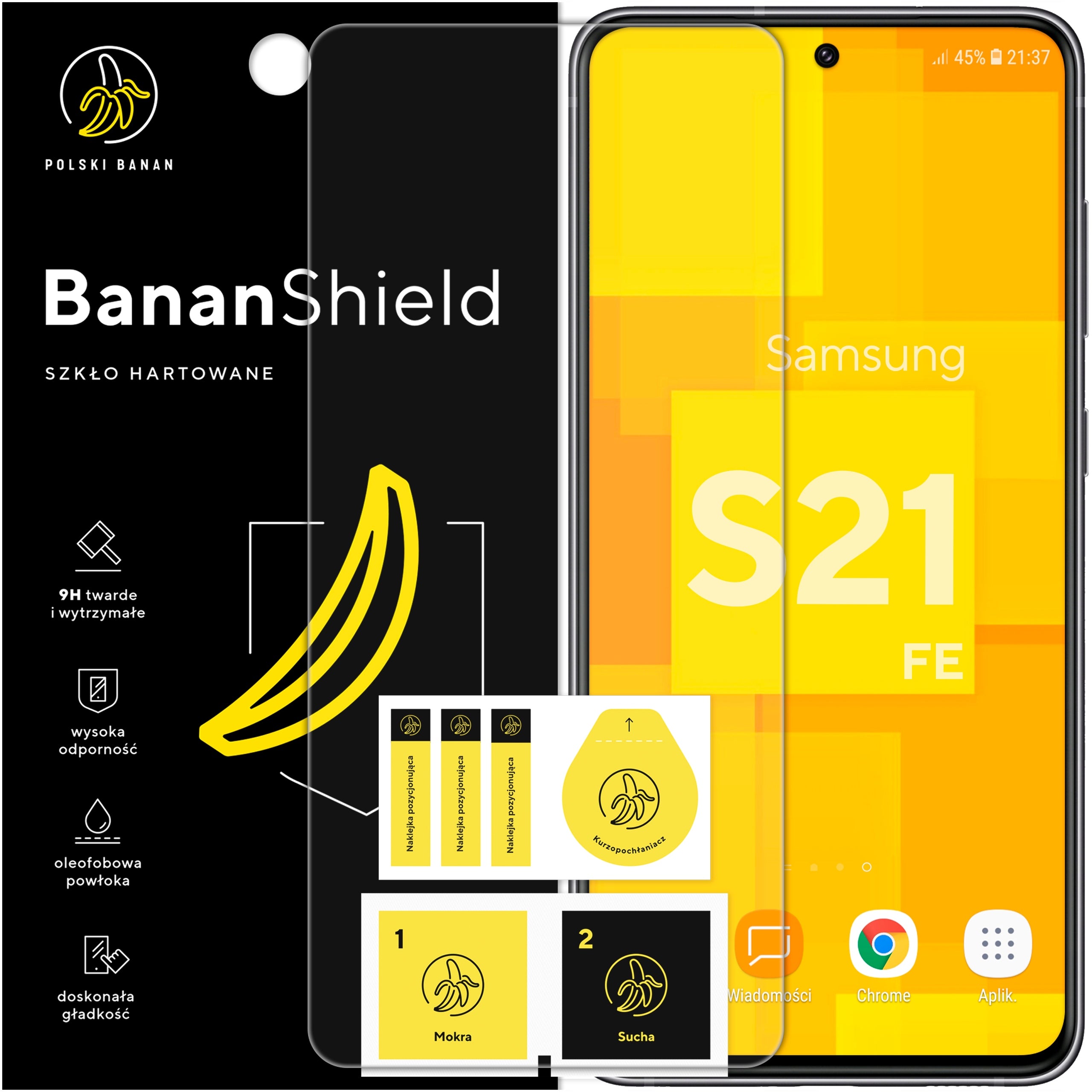 Glass for Samsung S21 FE (5G) tempered 9H, fast protective BananShield