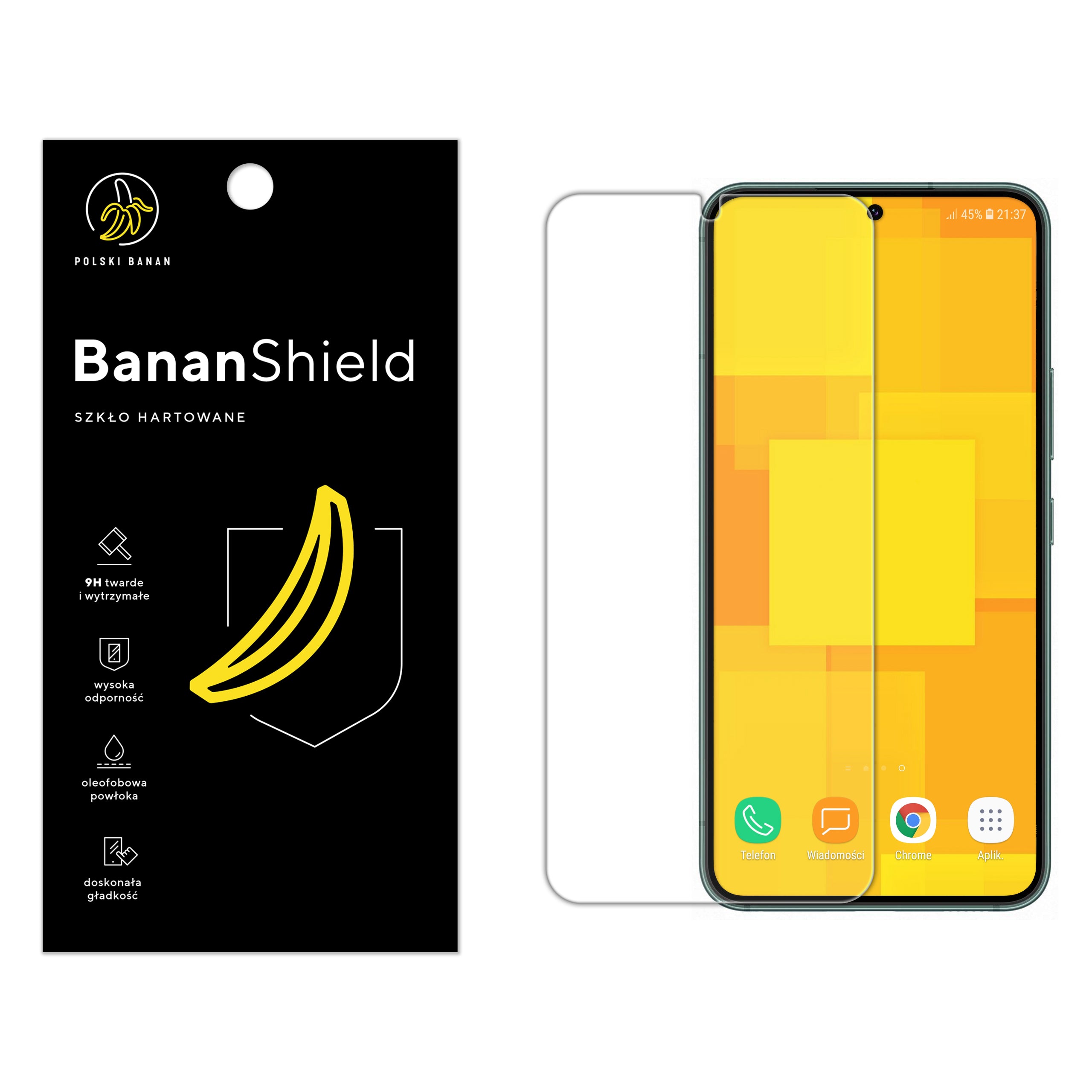 Glass for Samsung S22 tempered 9H, fast protective BananShield Packaging status original