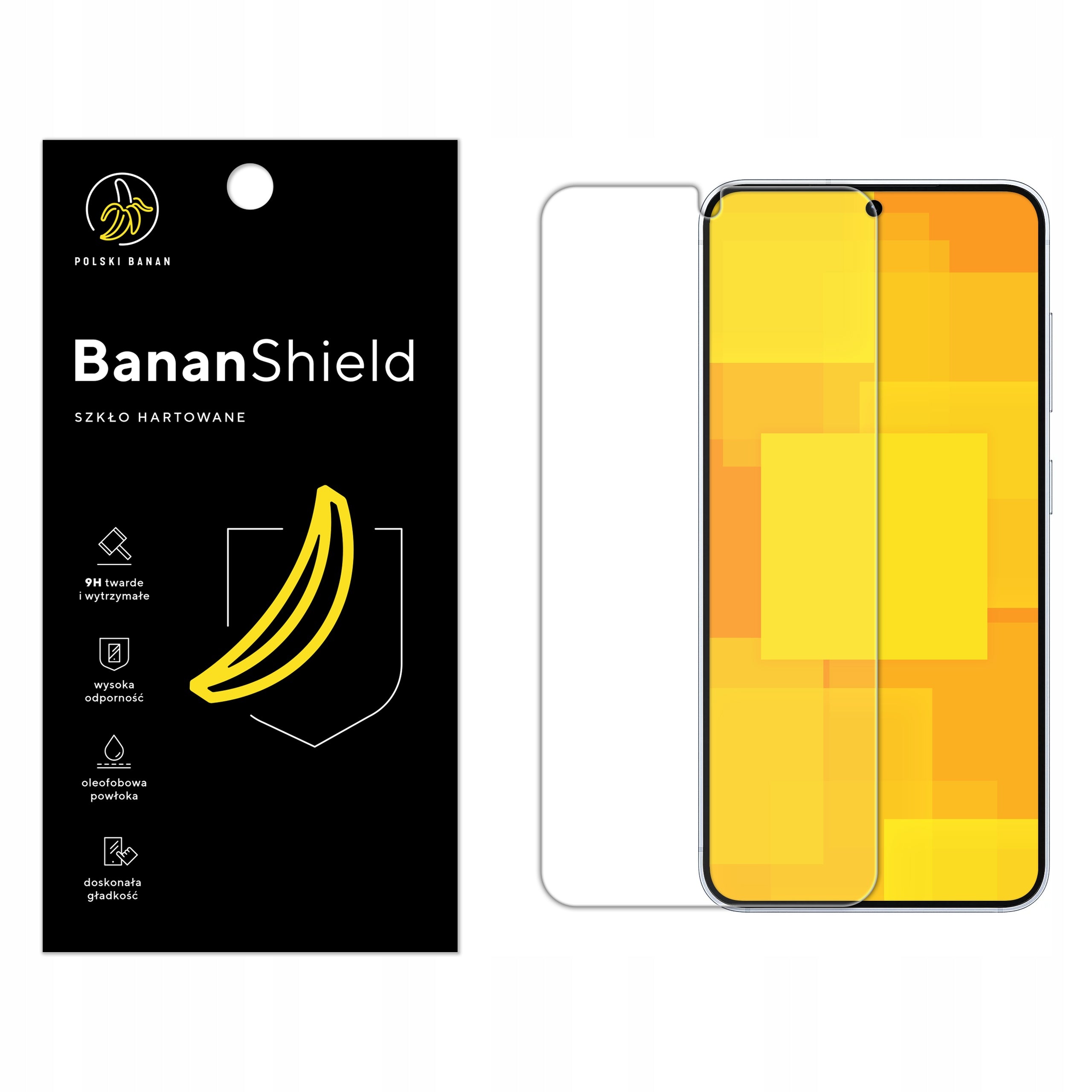 Glass for Samsung S25 tempered 9H, fast protective BananShield Packaging status original