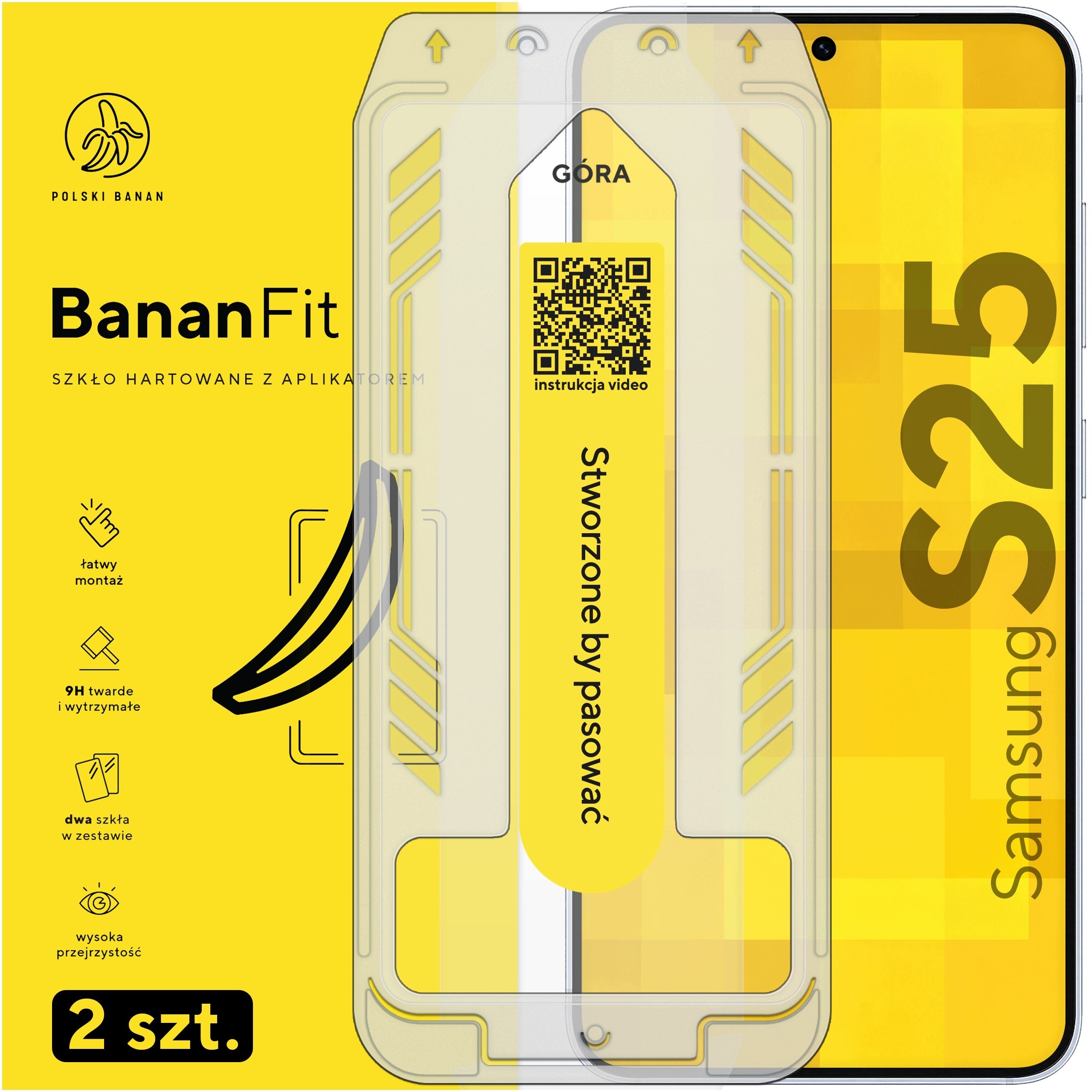 Glass for Samsung S25 with applicator, tempered 9H fast BananFit